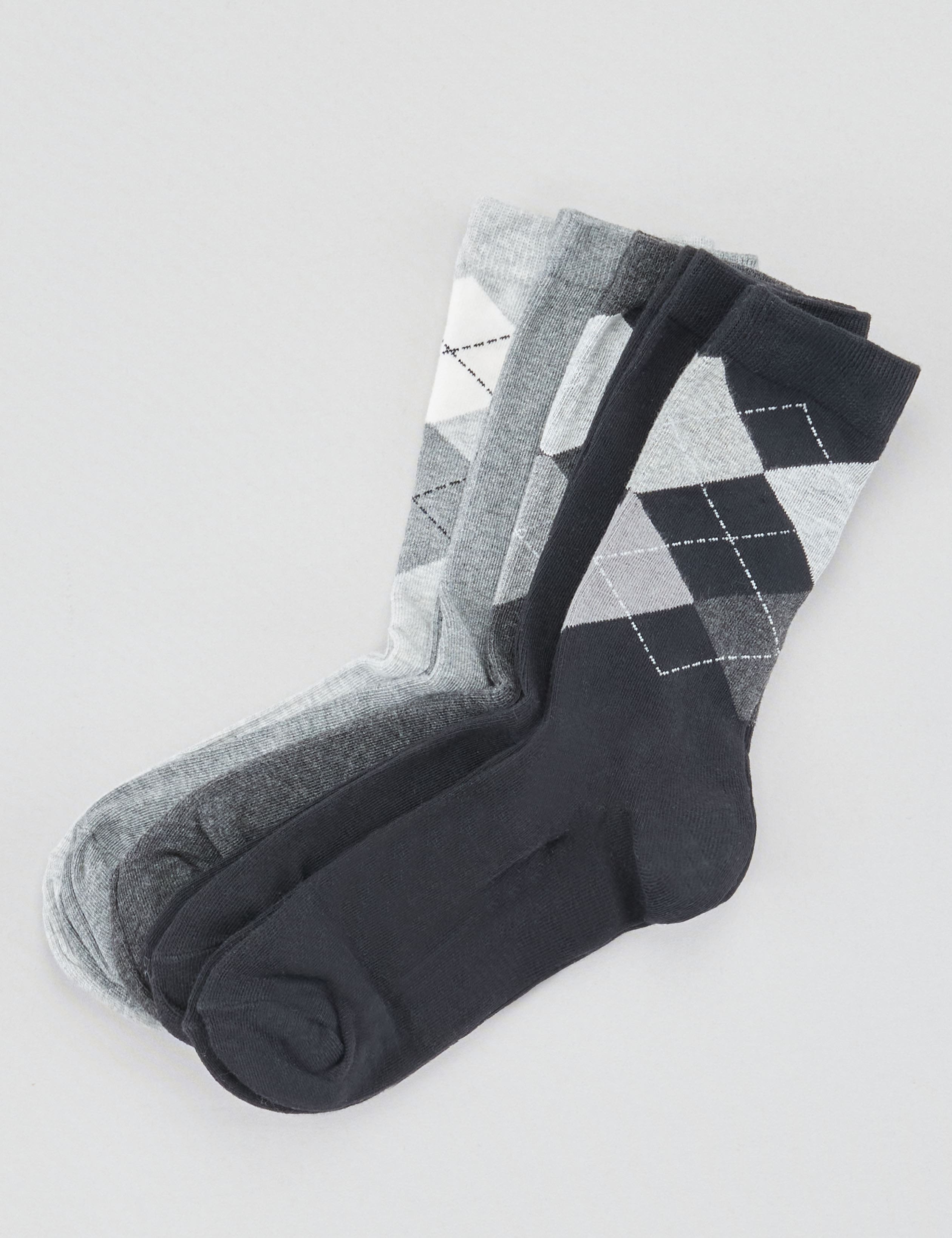 Socken 5er Pack, uni und Rauten