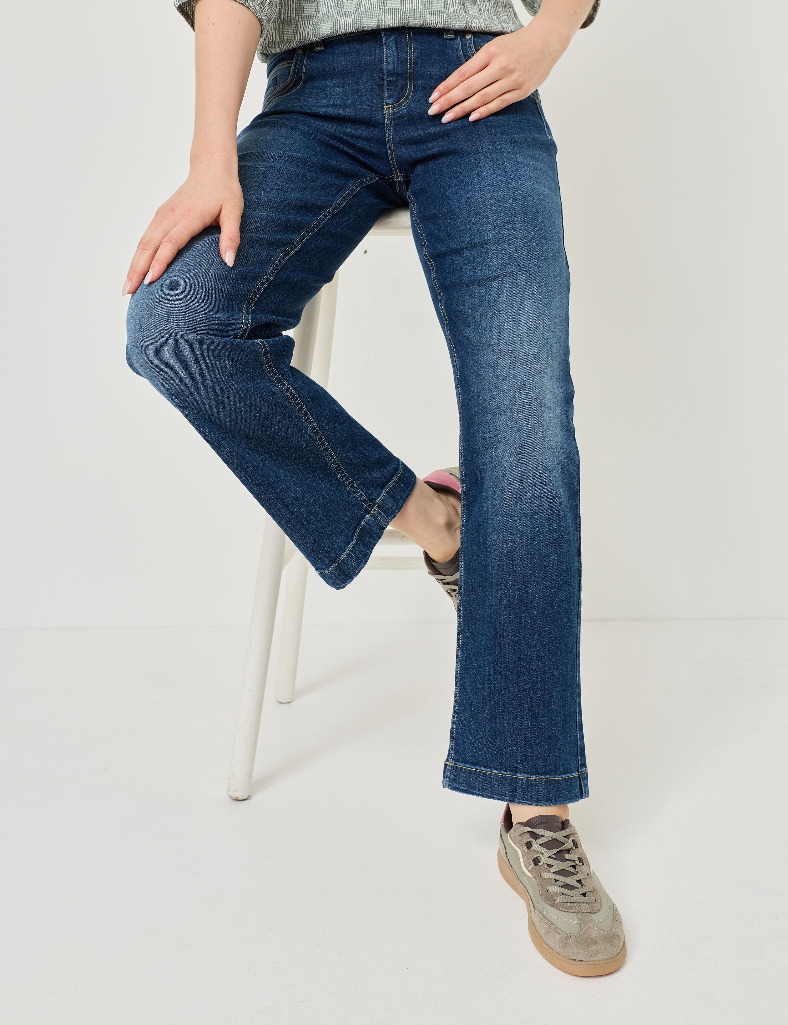 Wide Leg Jeans mit breitem Bund
