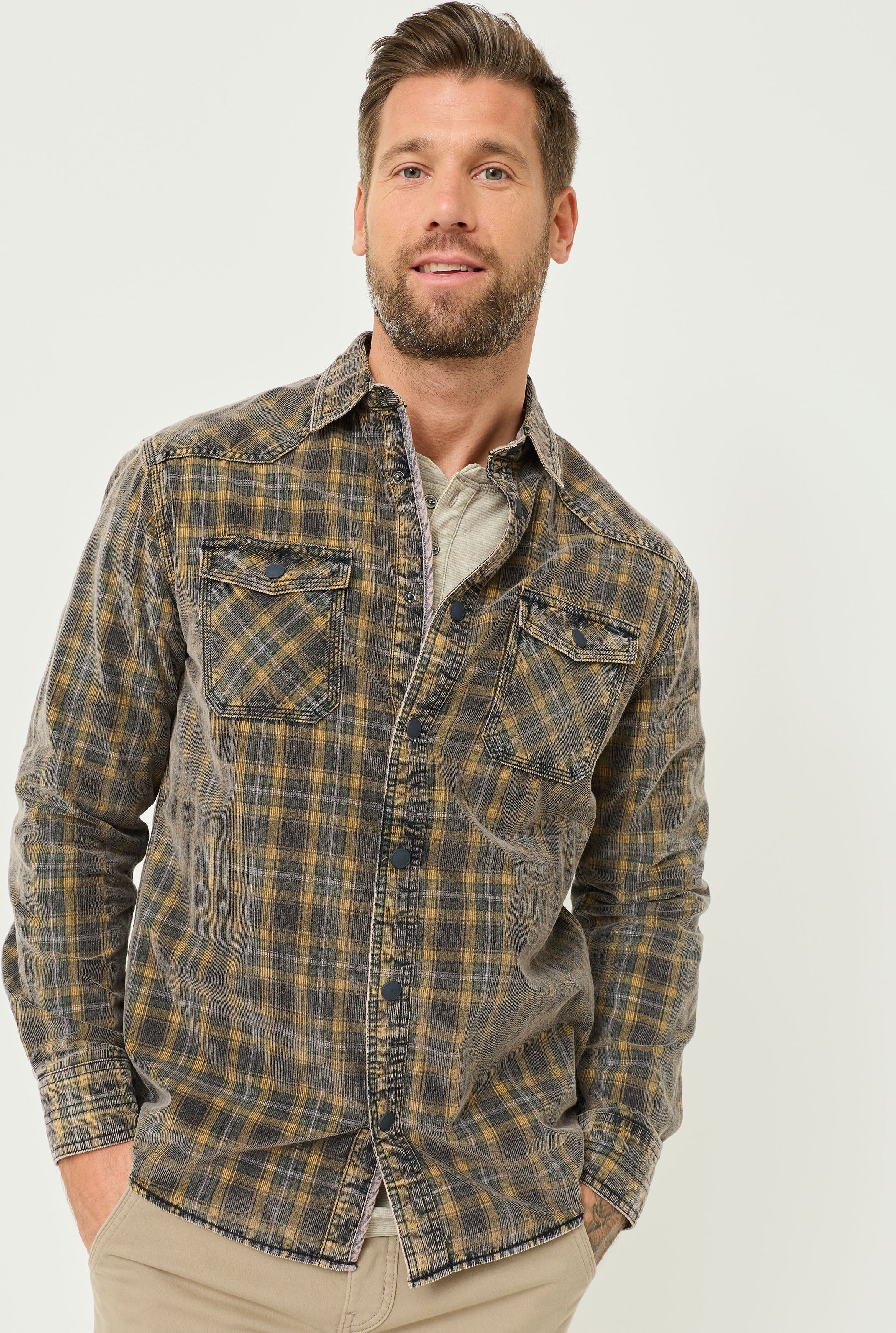 Kariertes Hemd aus weichem Cord