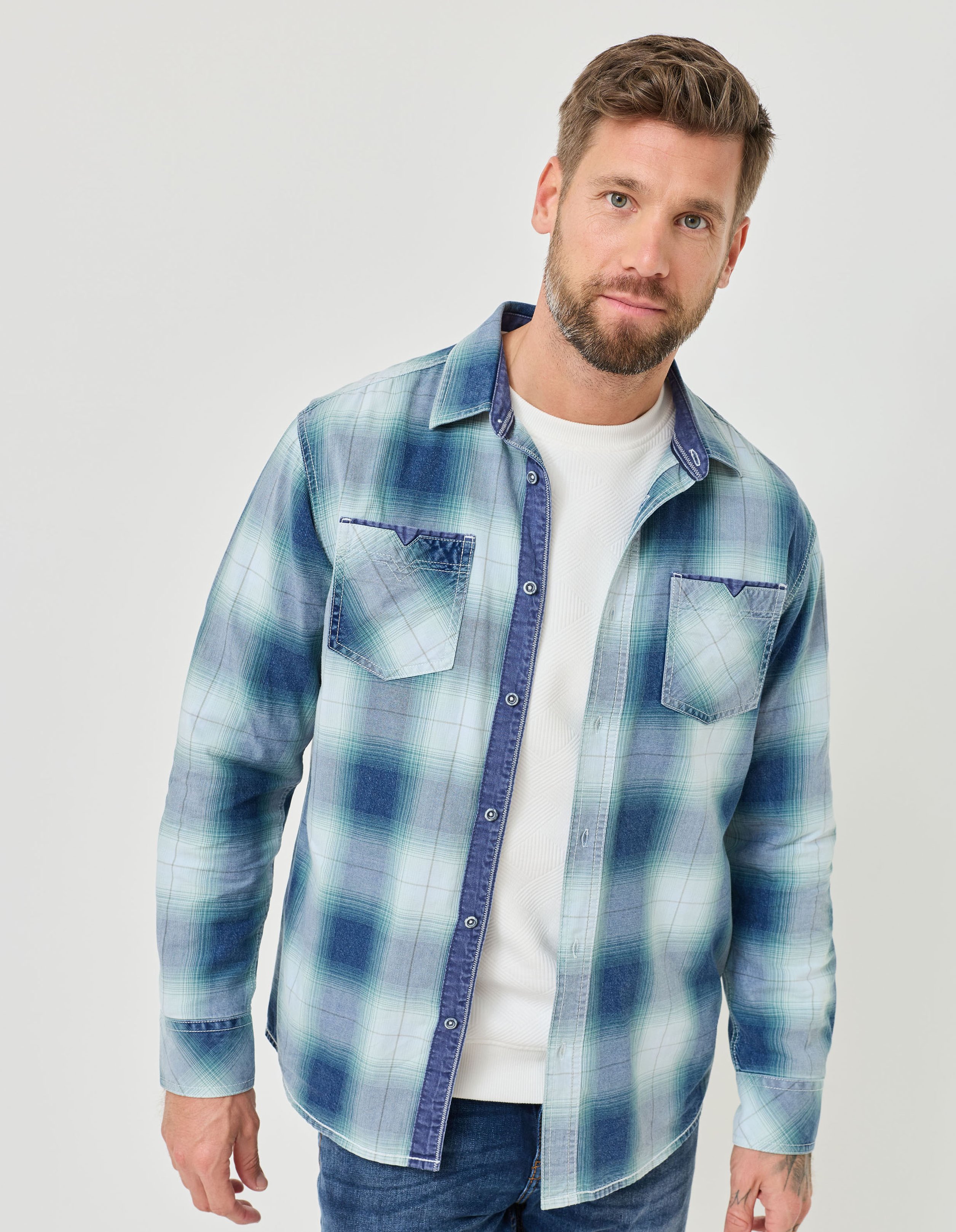 Karohemd mit Wascheffekten