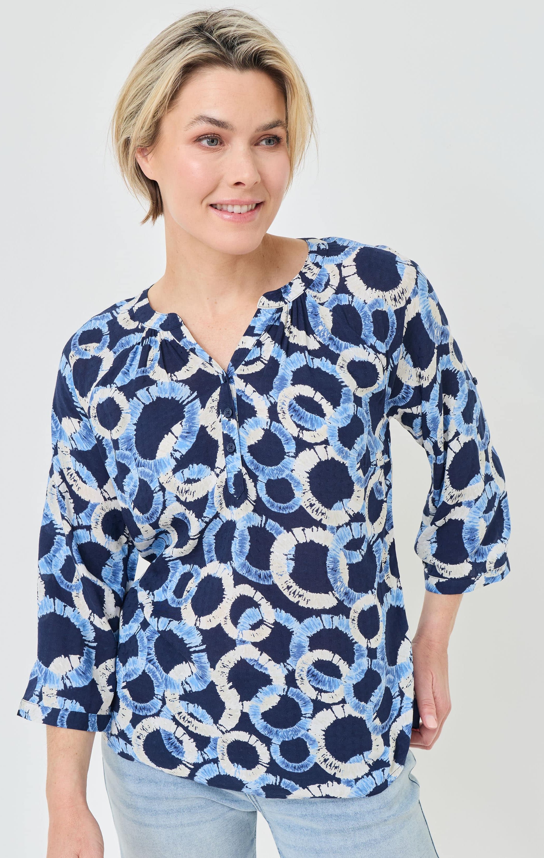 Bedruckte Raglanbluse aus Viskose