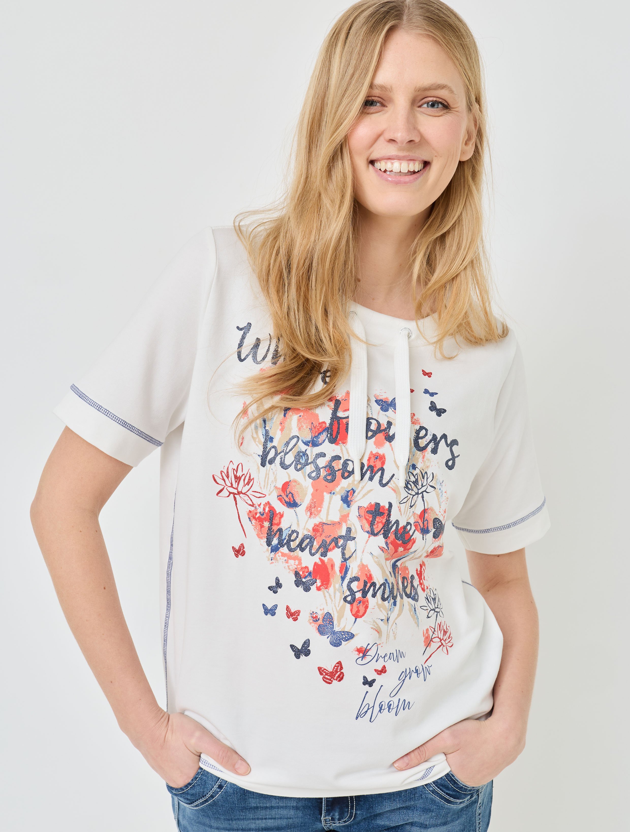 Extraweiches Shirt, Kordel u. Print