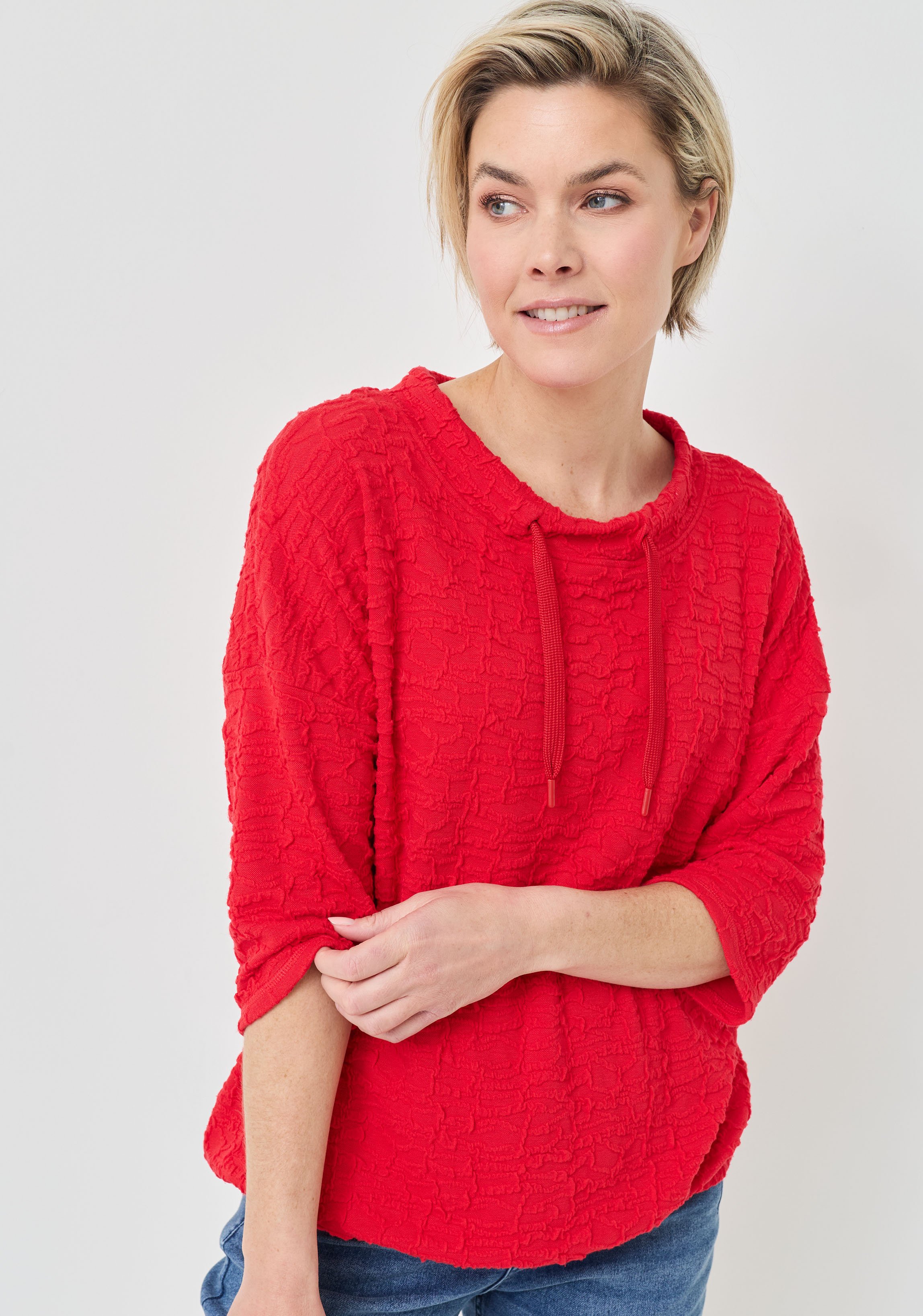 Struktur T-Shirt m. Elastiksaum