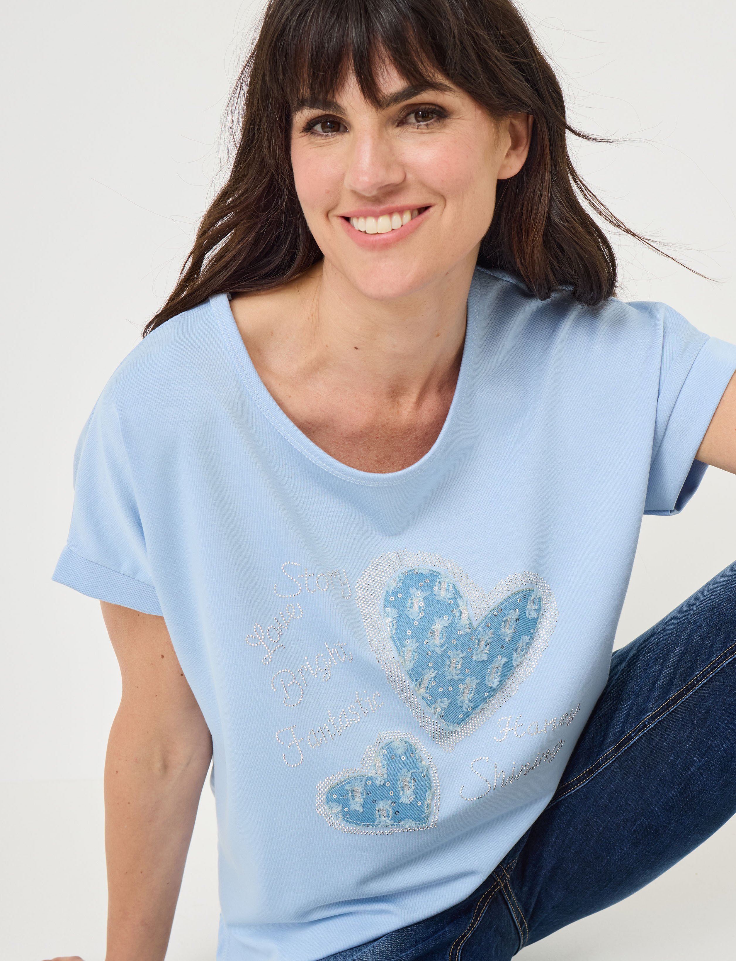 Oversized T-Shirt, Glitzerherzen