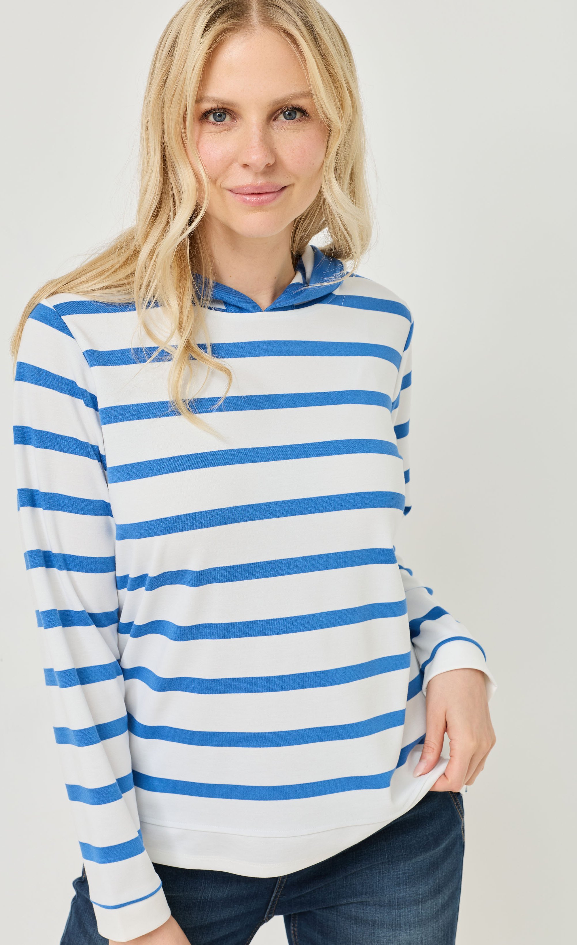 Streifen-Shirt mit Kapuze