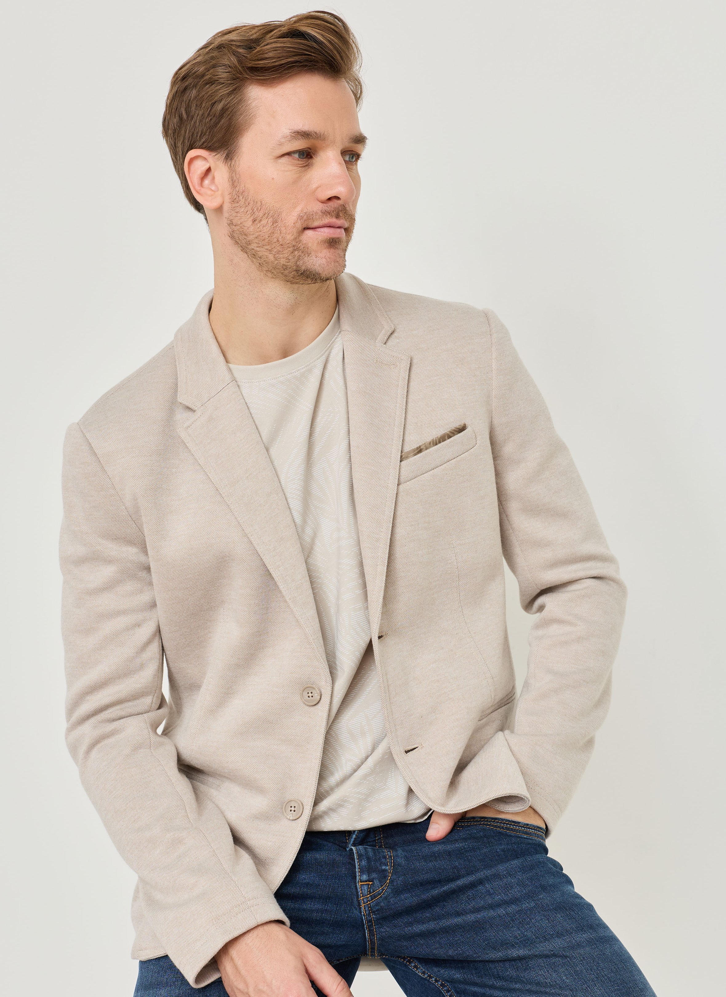 Casual Sakko mit Kontrastfutter