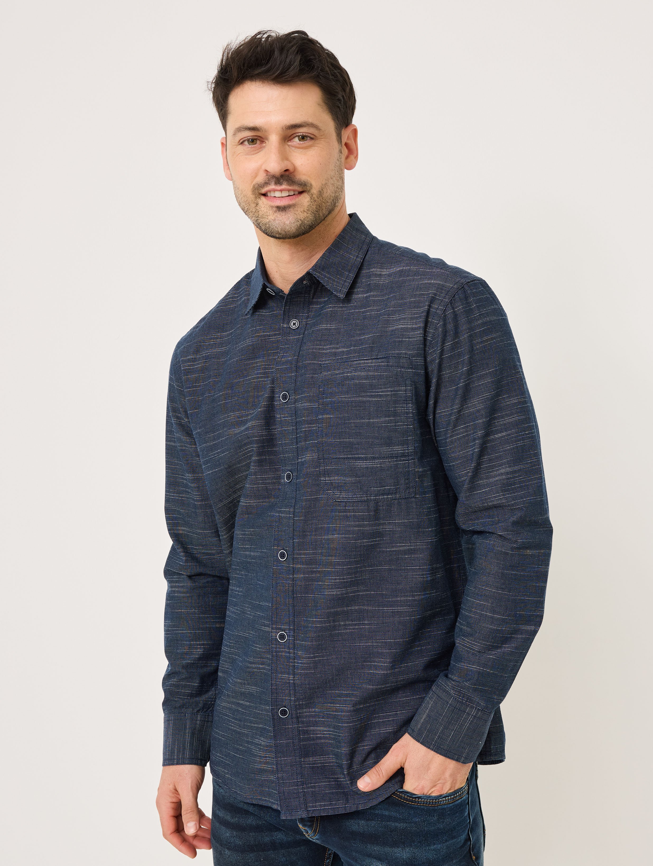 Langarmhemd mit Kentkragen