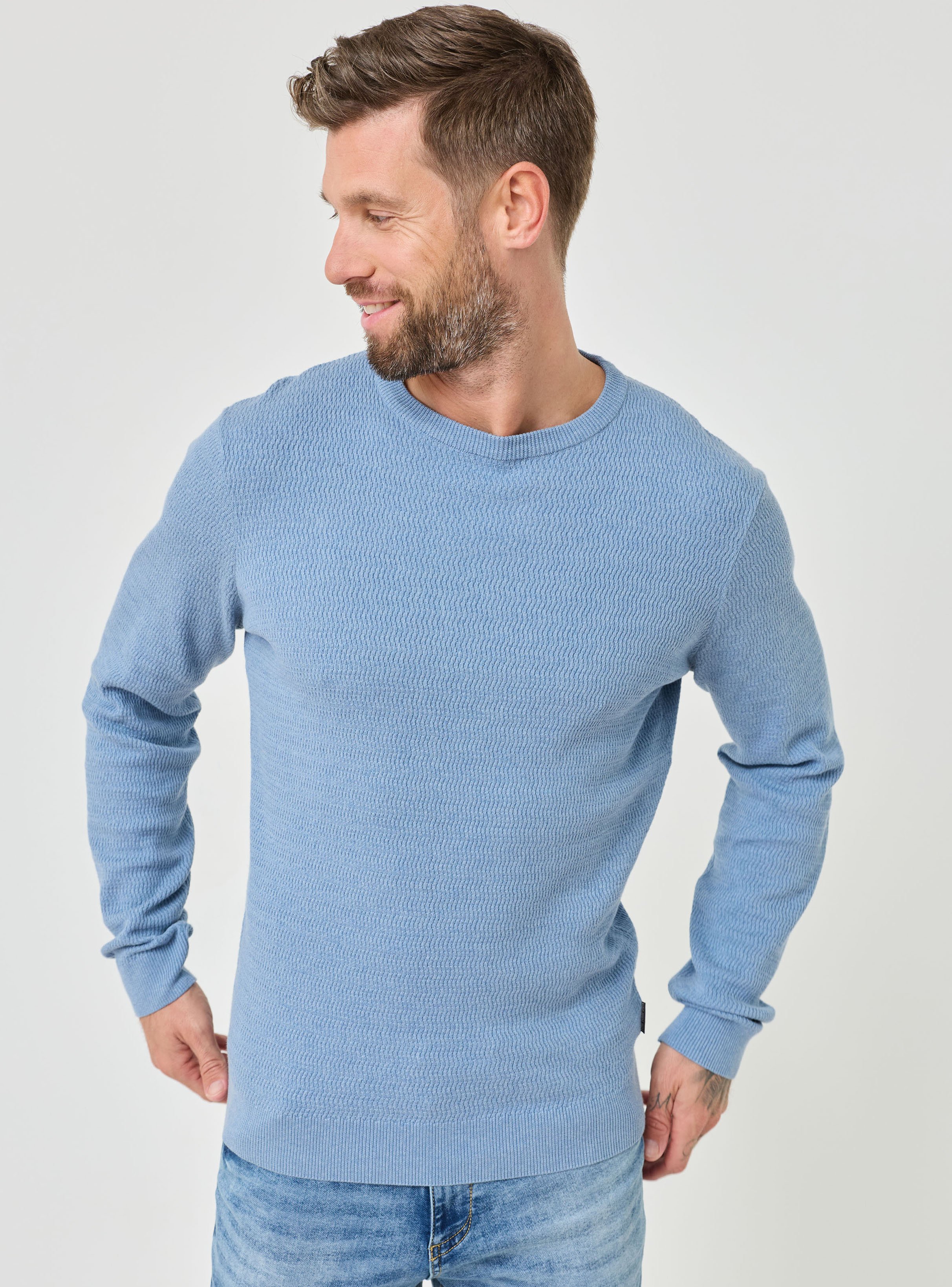 Basic-Pullover mit Waffelstruktur