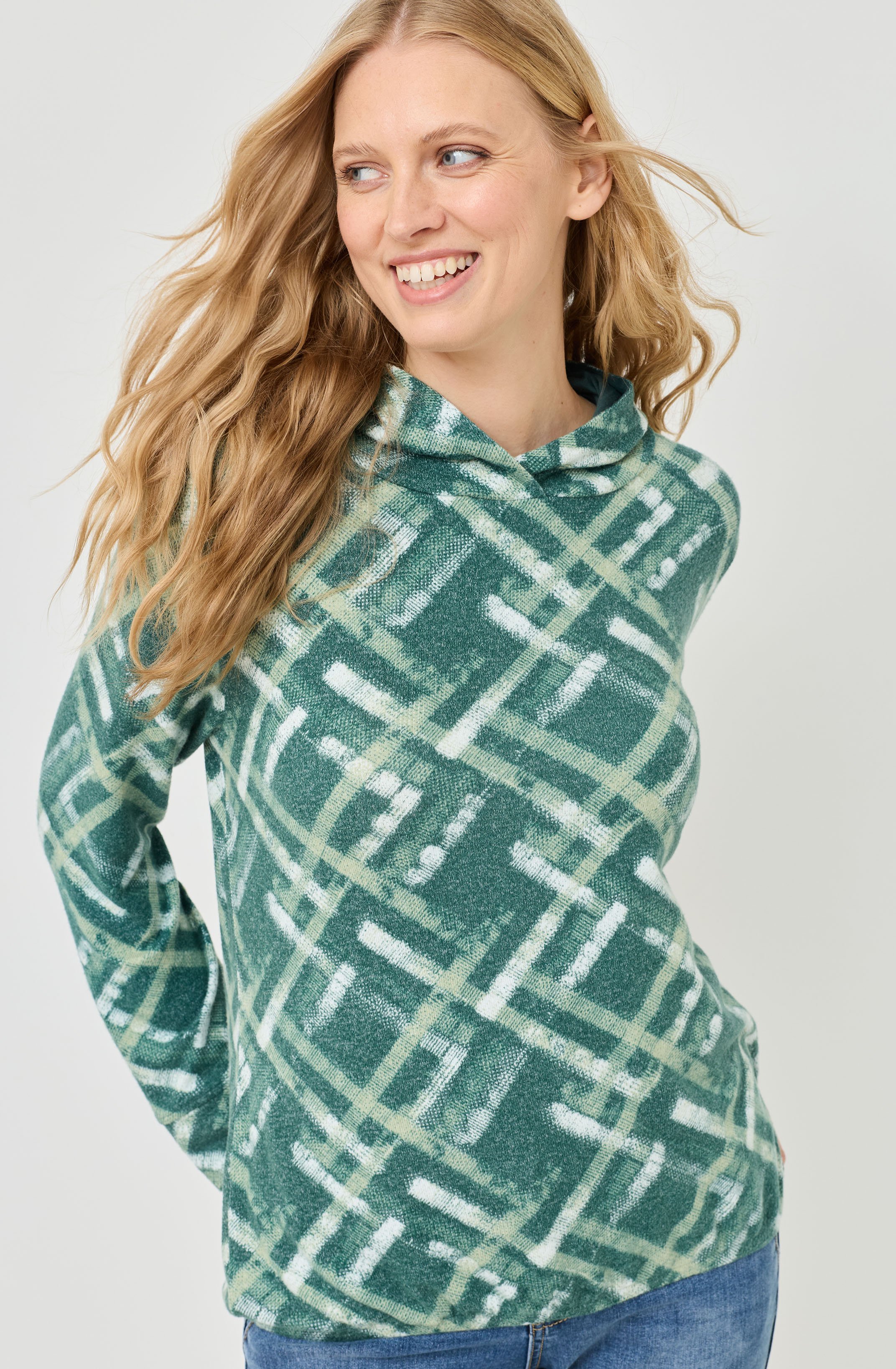 Softes Kapuzen-Shirt m. Karomuster