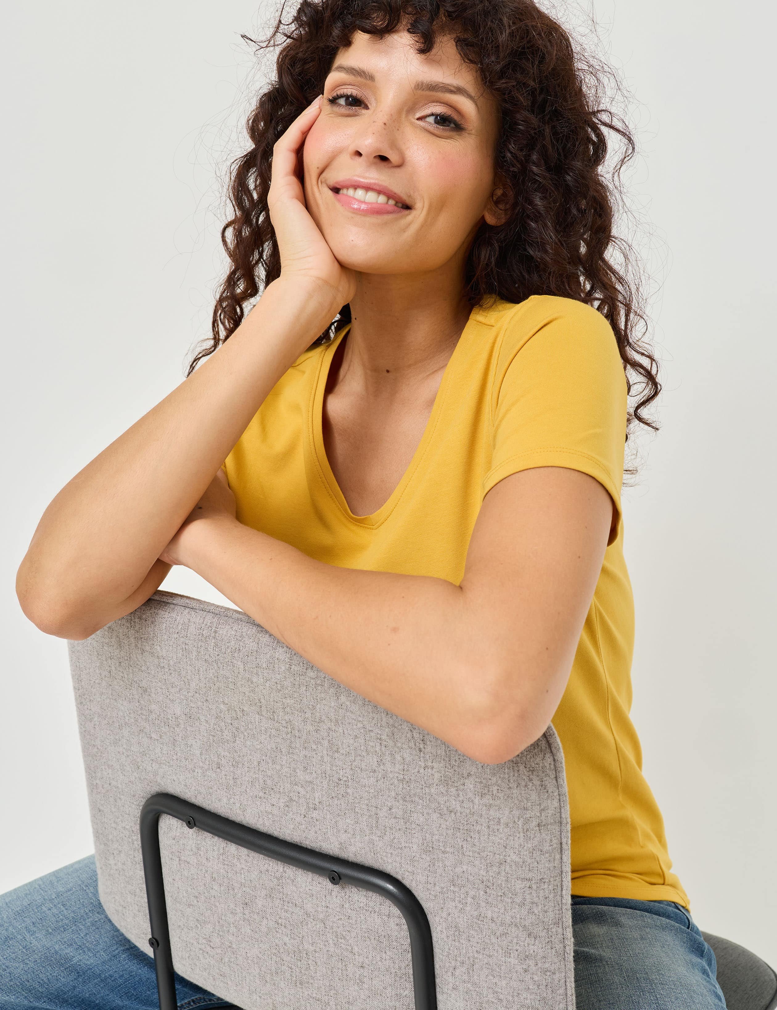 Basic T-Shirt Sandy, V-Ausschnitt