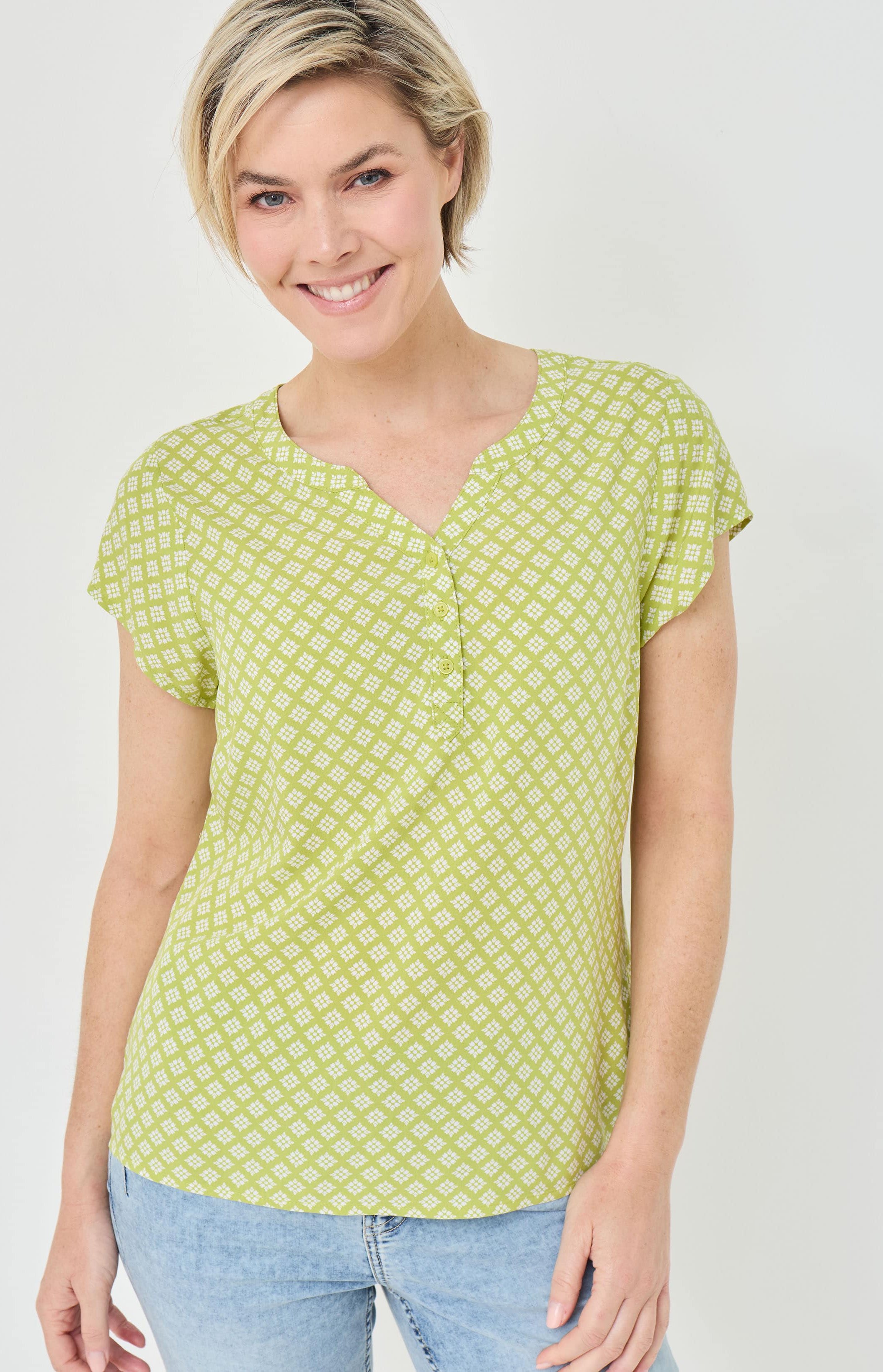 Kurzarm Bluse mit Minimal-Print