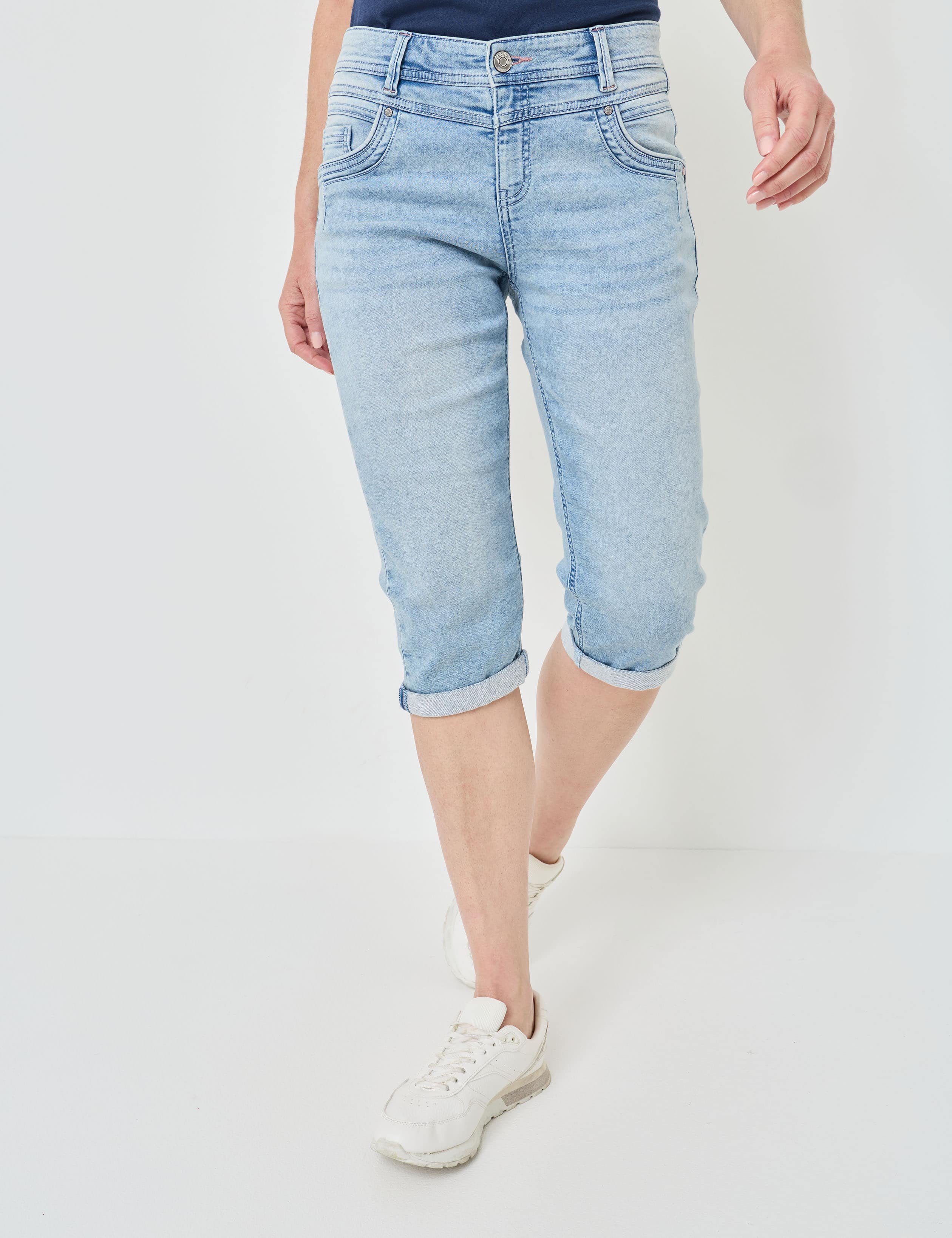 Stretchige Jeans Capri mit Turn-Up