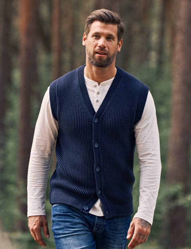 Strick-Weste mit Rippmuster