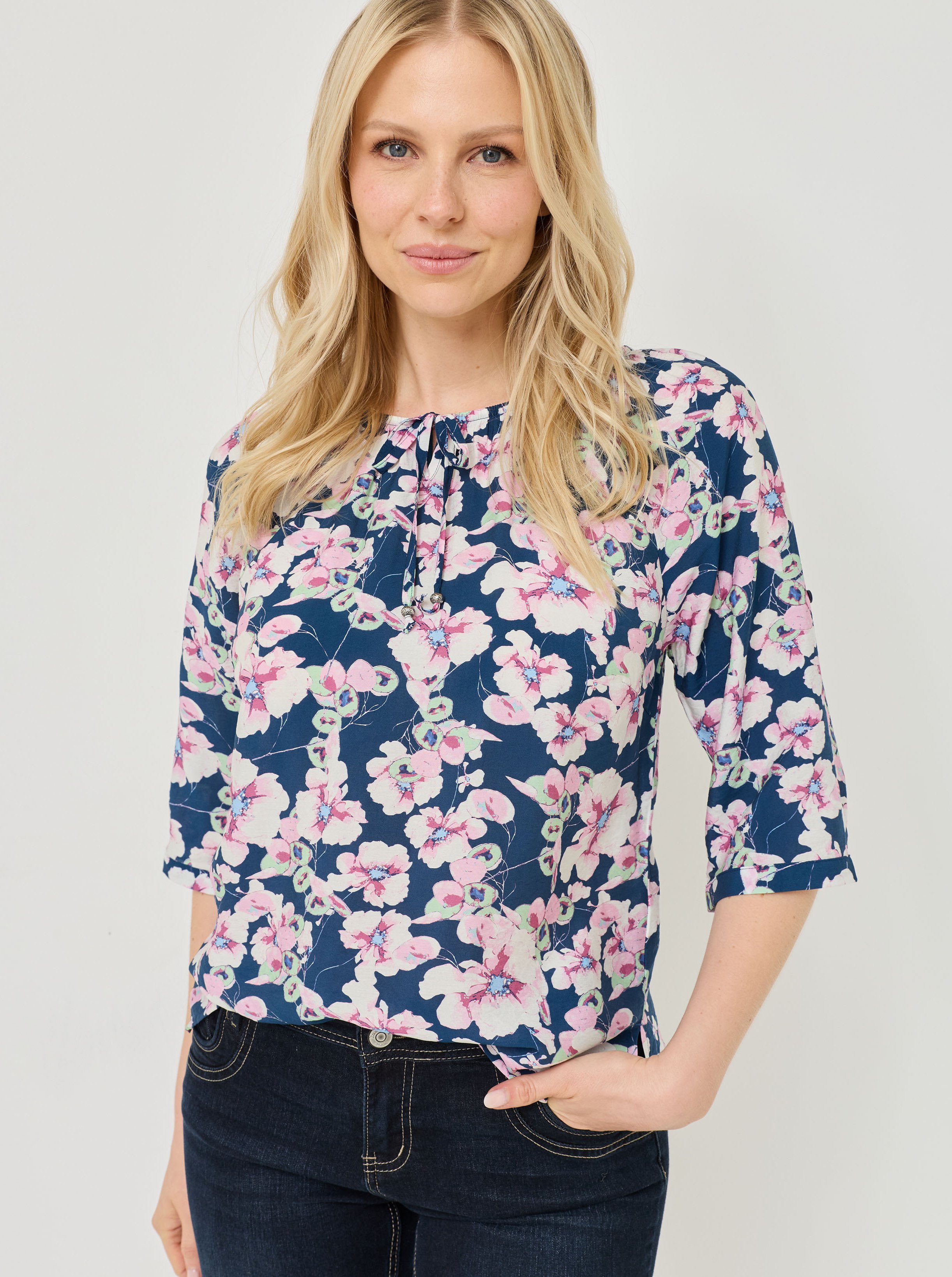 Viskose-Bluse mit Raglan-Arm