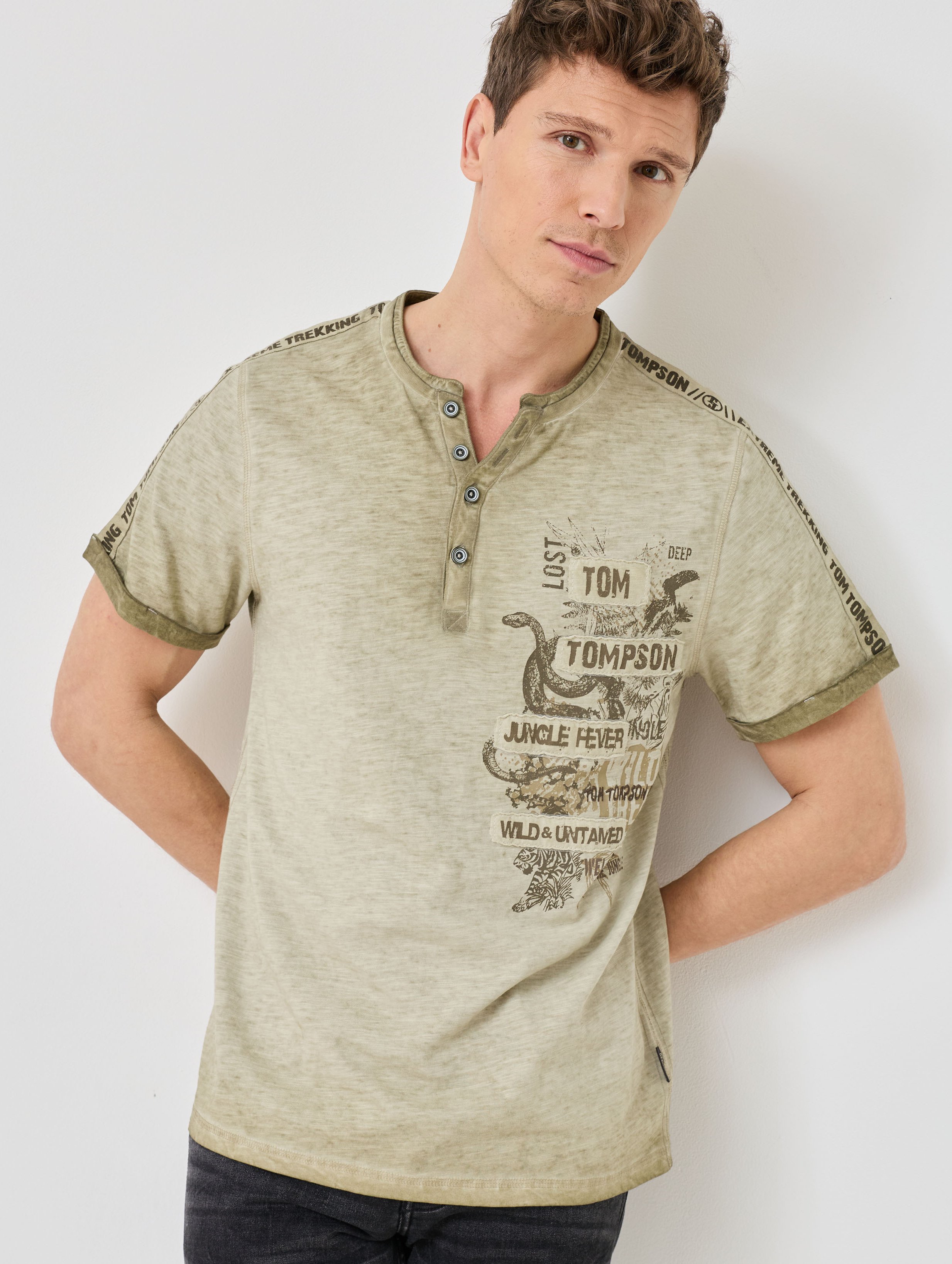 Henley Shirt, gewaschene Optik