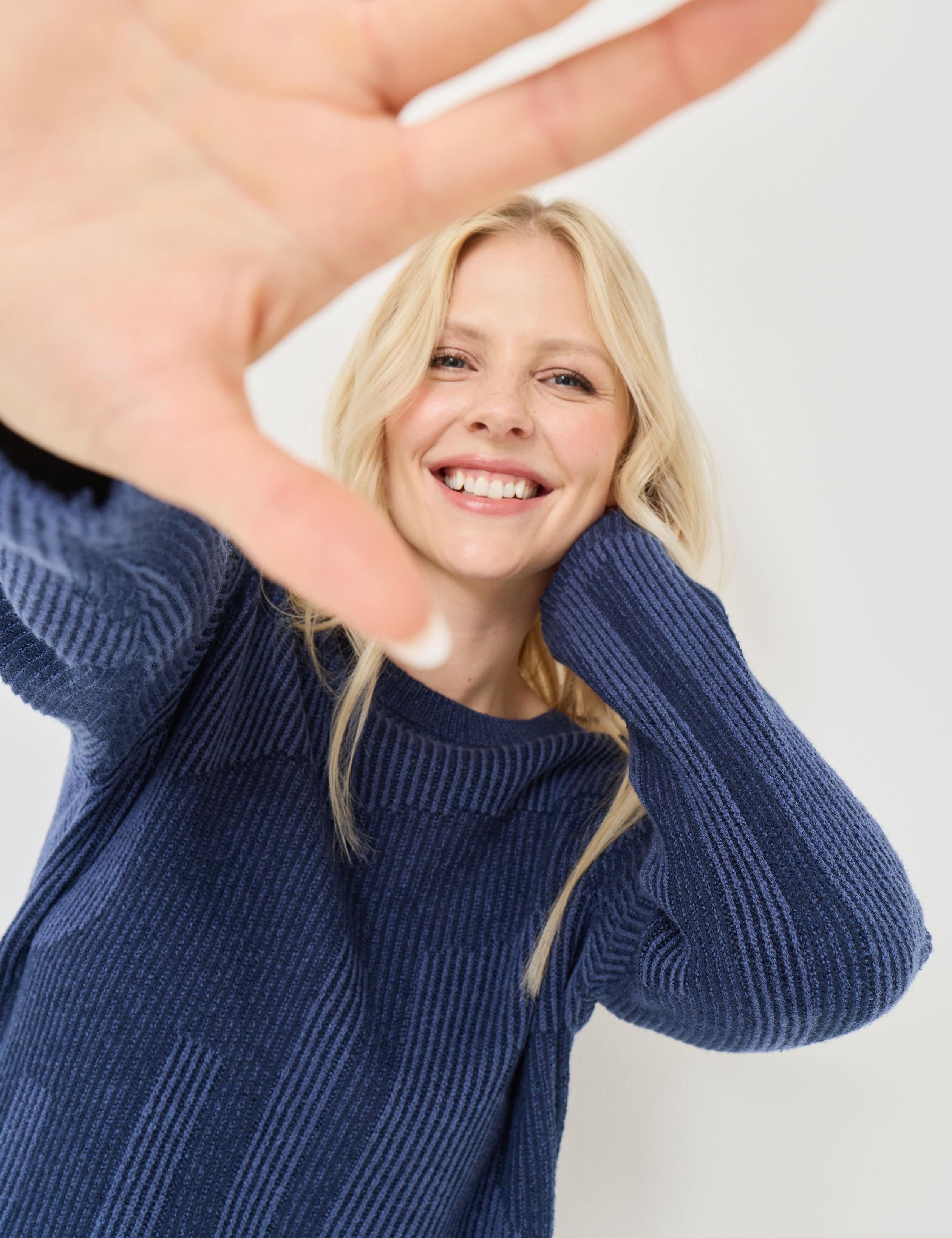 Rundhals-Pullover, 2-Tone-Optik