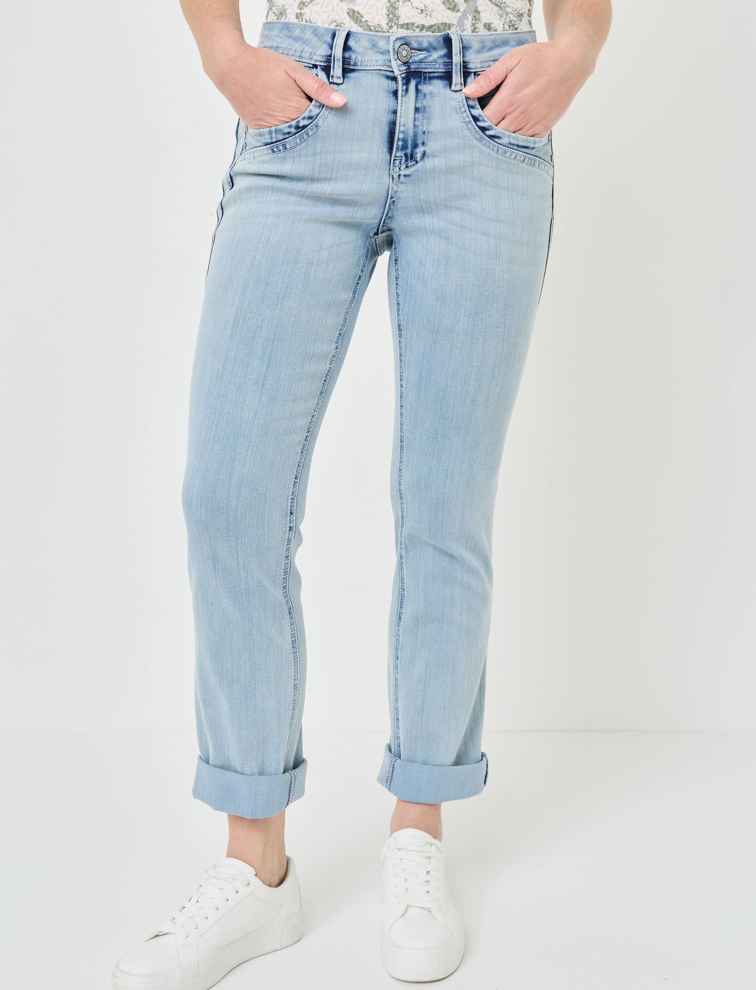 Straight Fit Jeans mit Blümchen