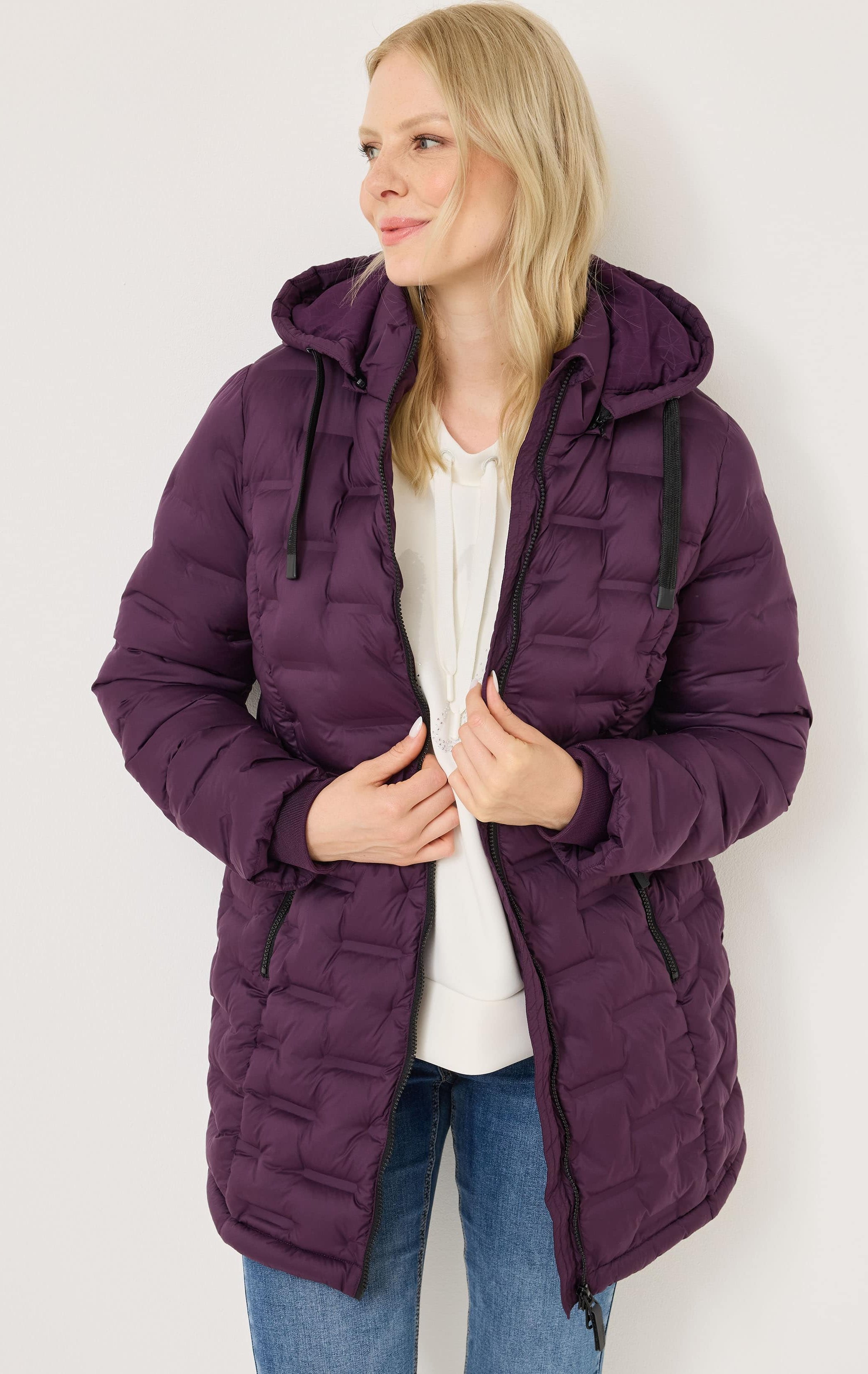 Warmer Steppmantel, abnehmb. Kapuze