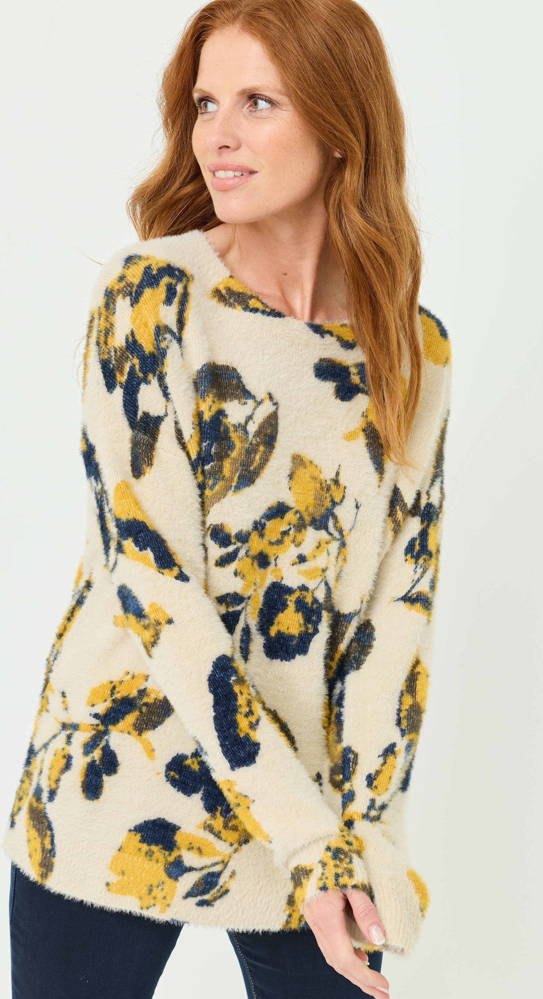 Flausch-Pullover mit Muster