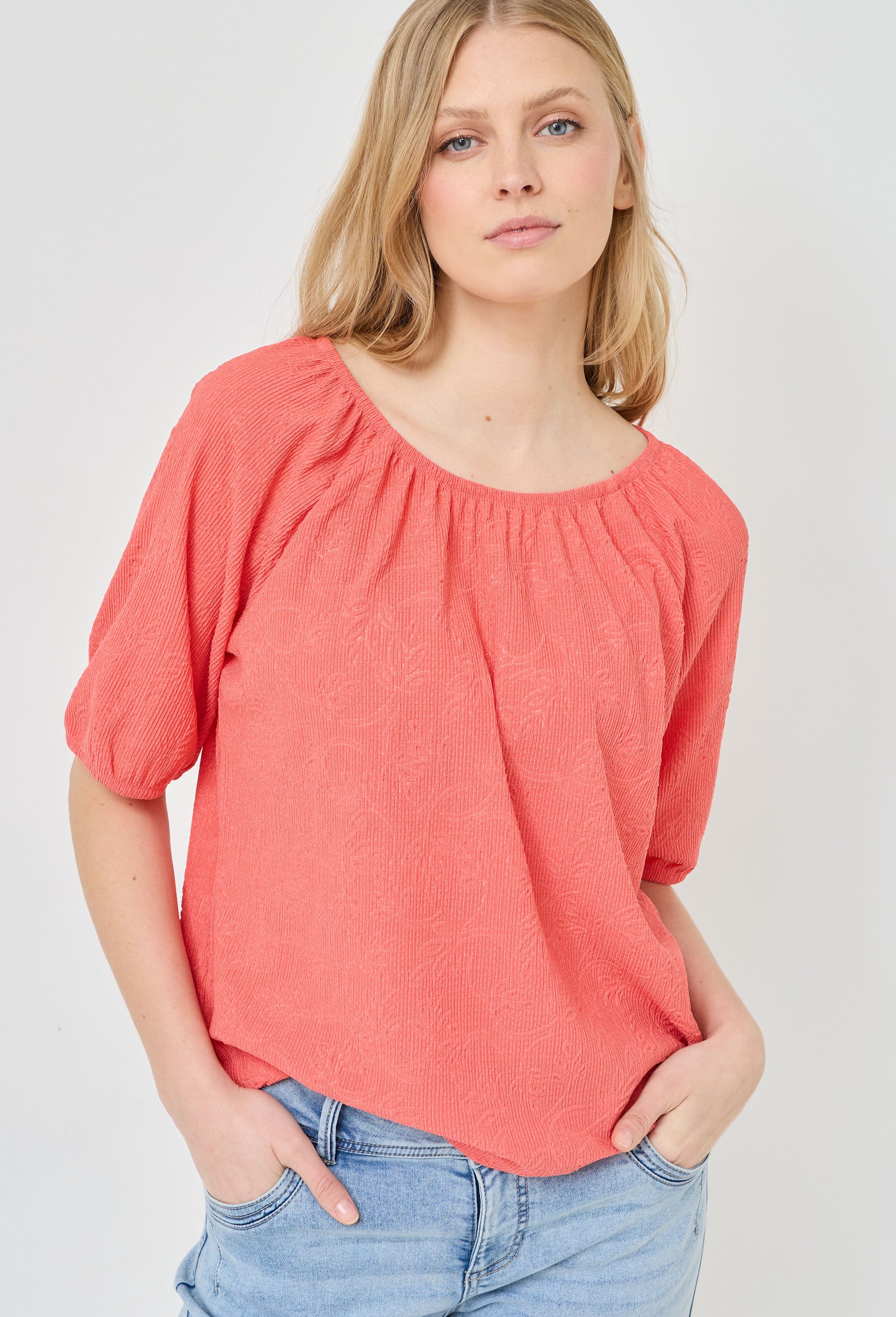 Struktur-Bluse mit Raglan-Ärmeln