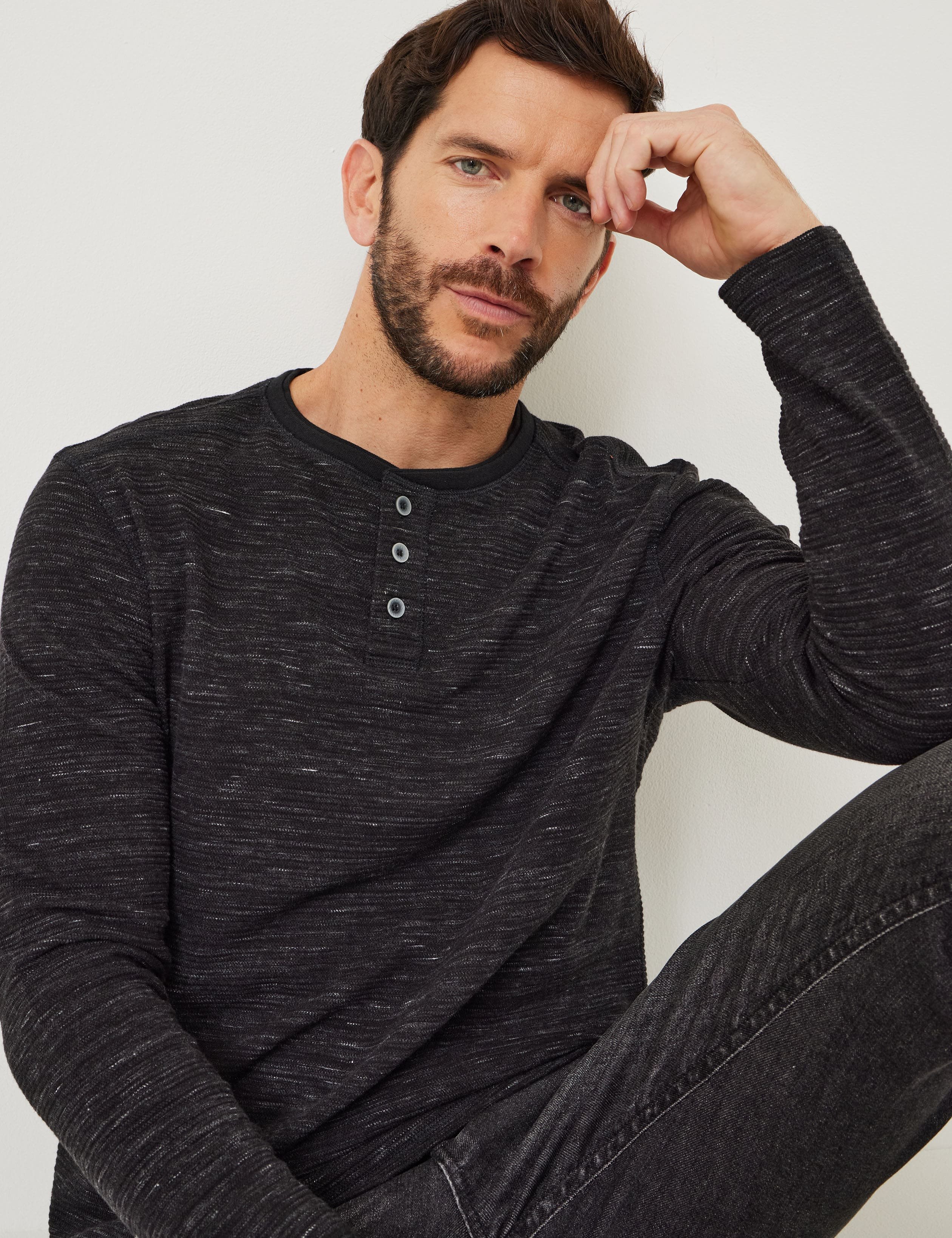 Henley Shirt mit Waffeloptik