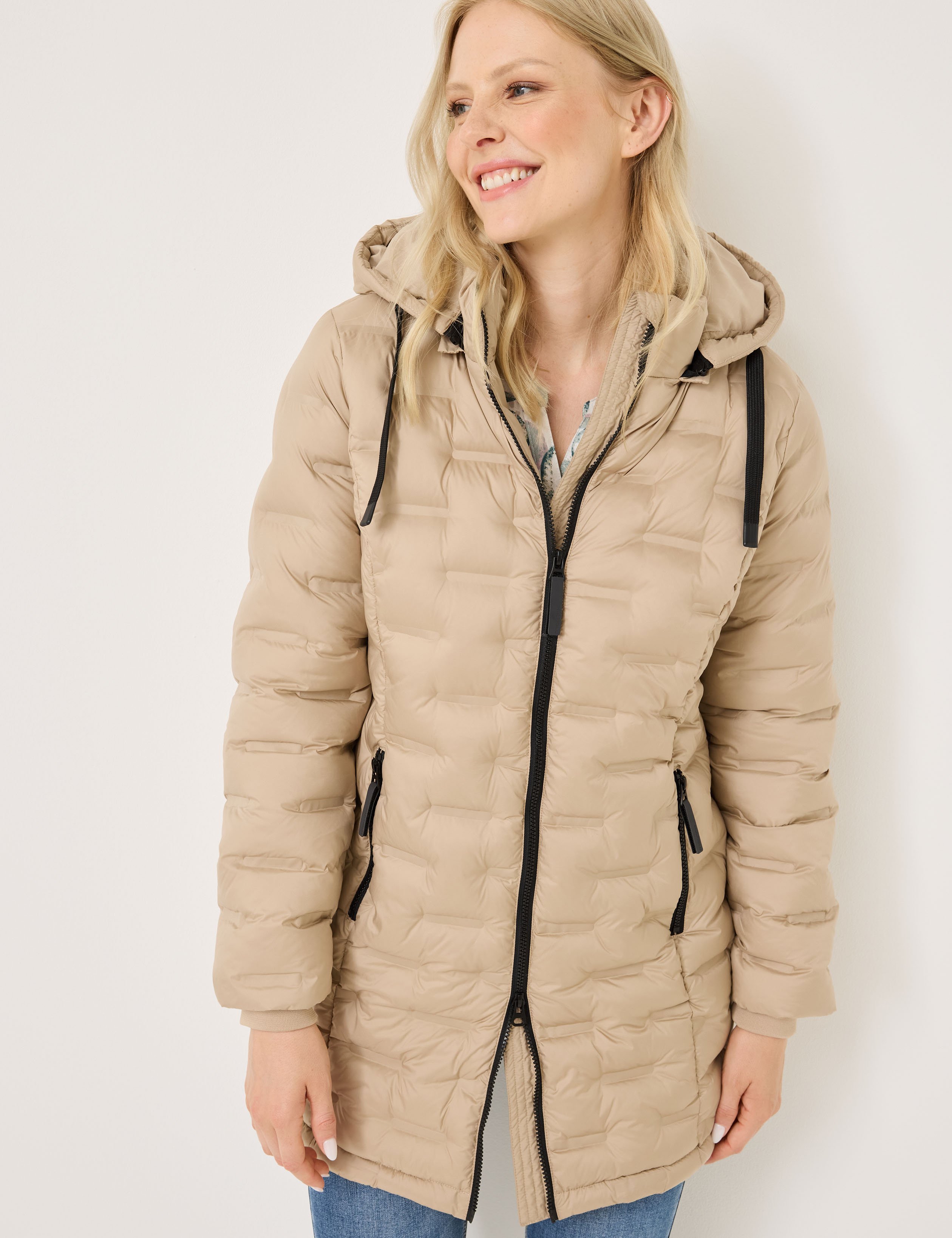 Warmer Steppmantel, abnehmb. Kapuze