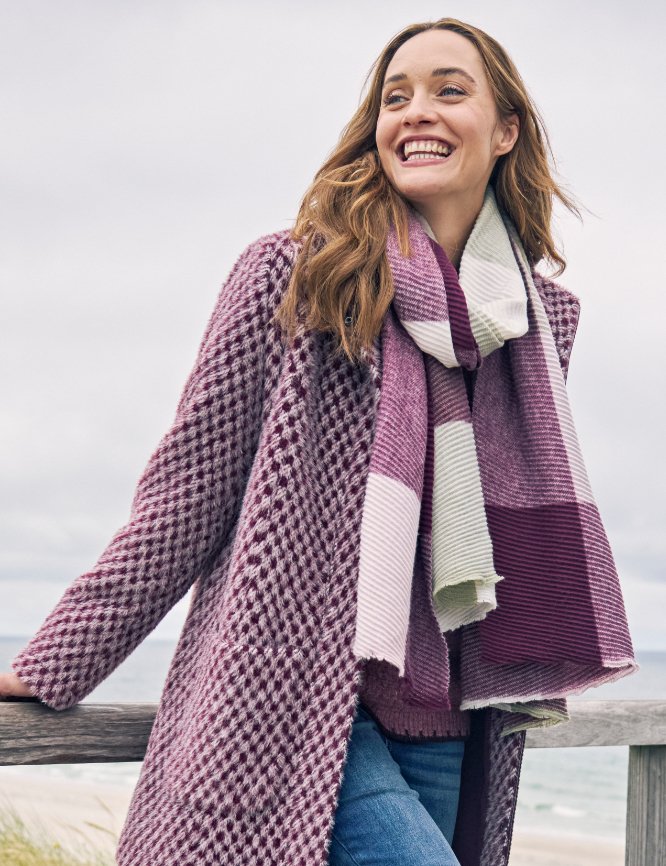 Karo-Schal mit Plissee-Optik