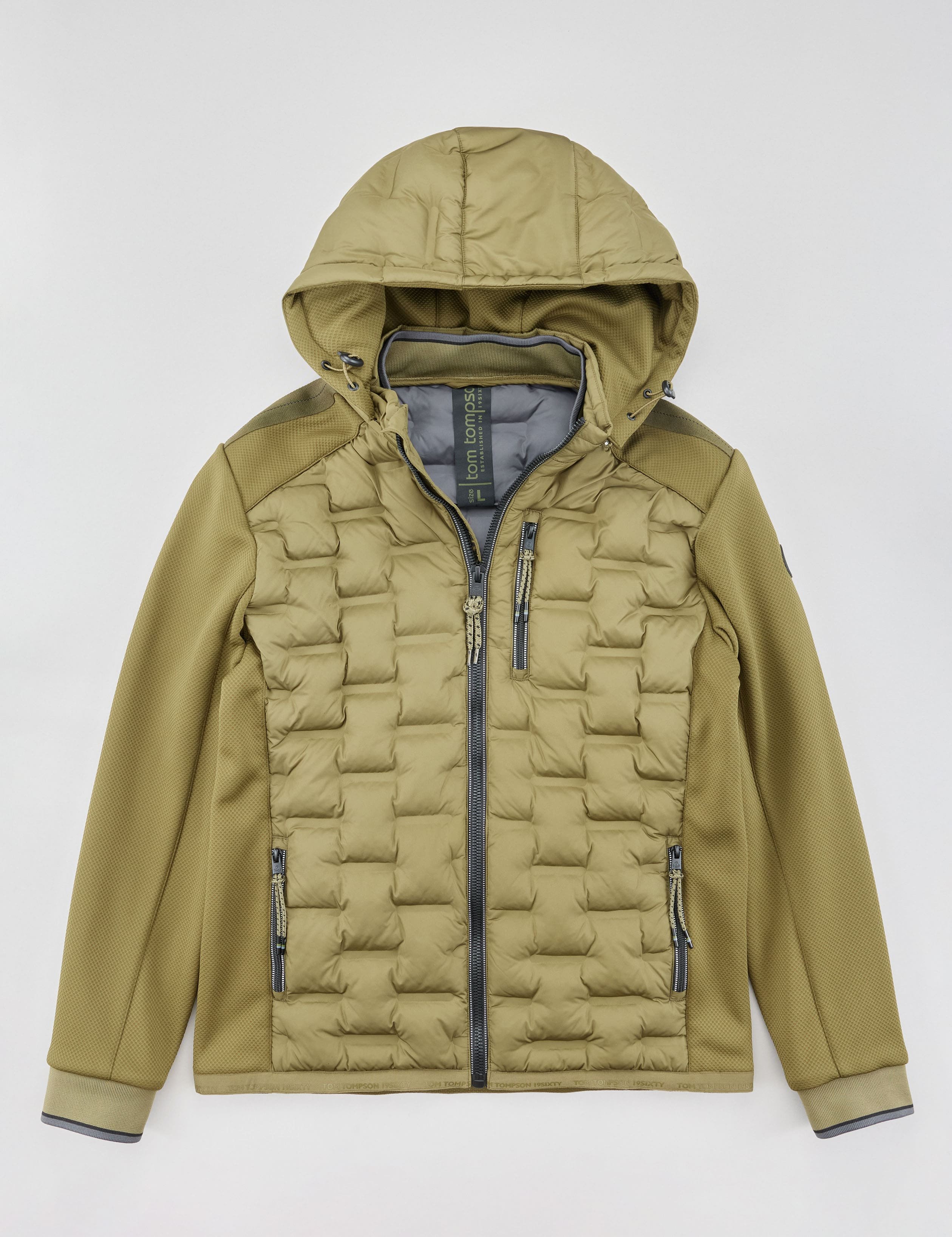 Wattierte Steppjacke im Materialmix