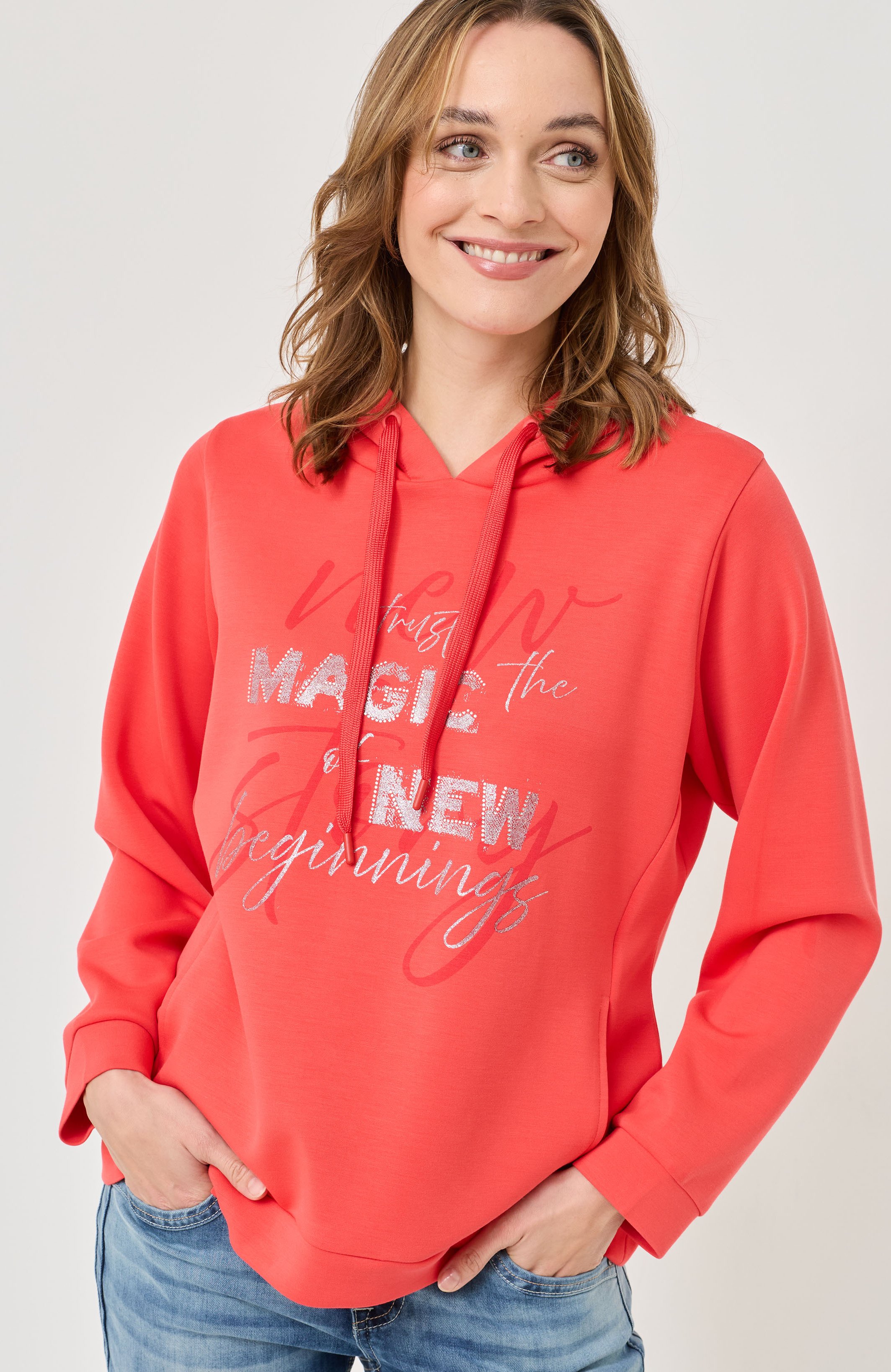 Kapuzen-Sweat aus Scuba-Material