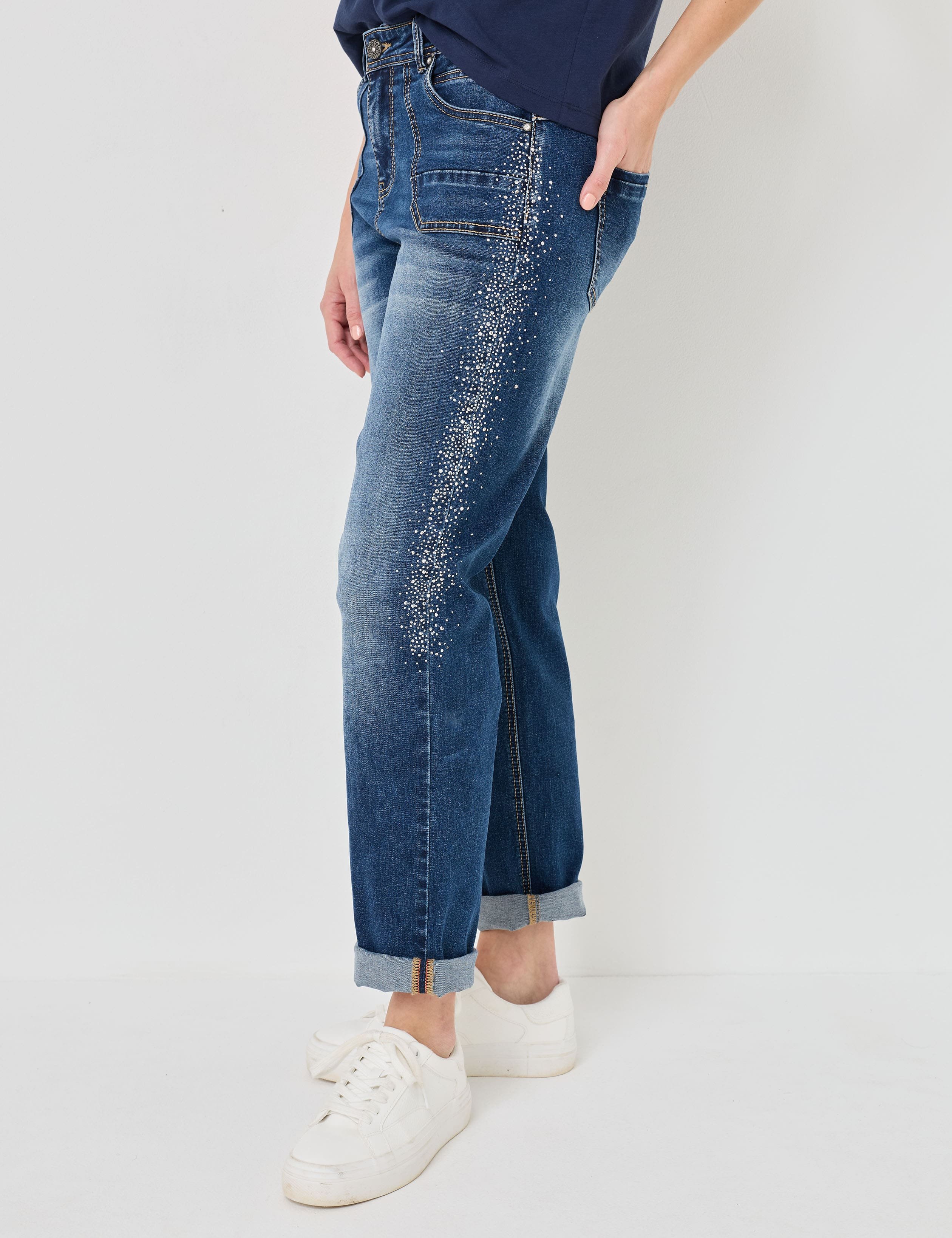 Relaxed Fit Jeans, Glitzersteinchen