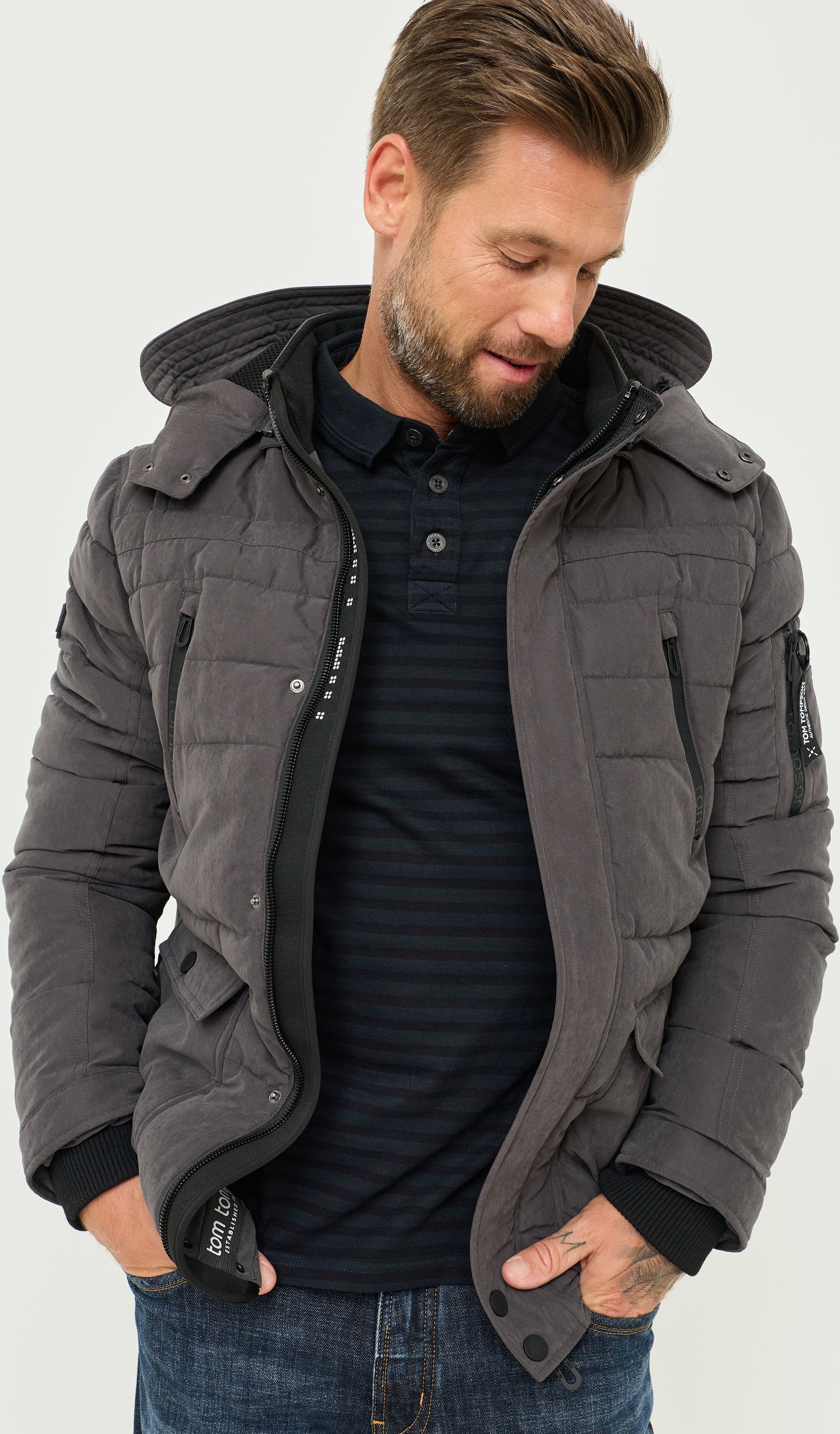 Warmer Parka im Velourleder-Look