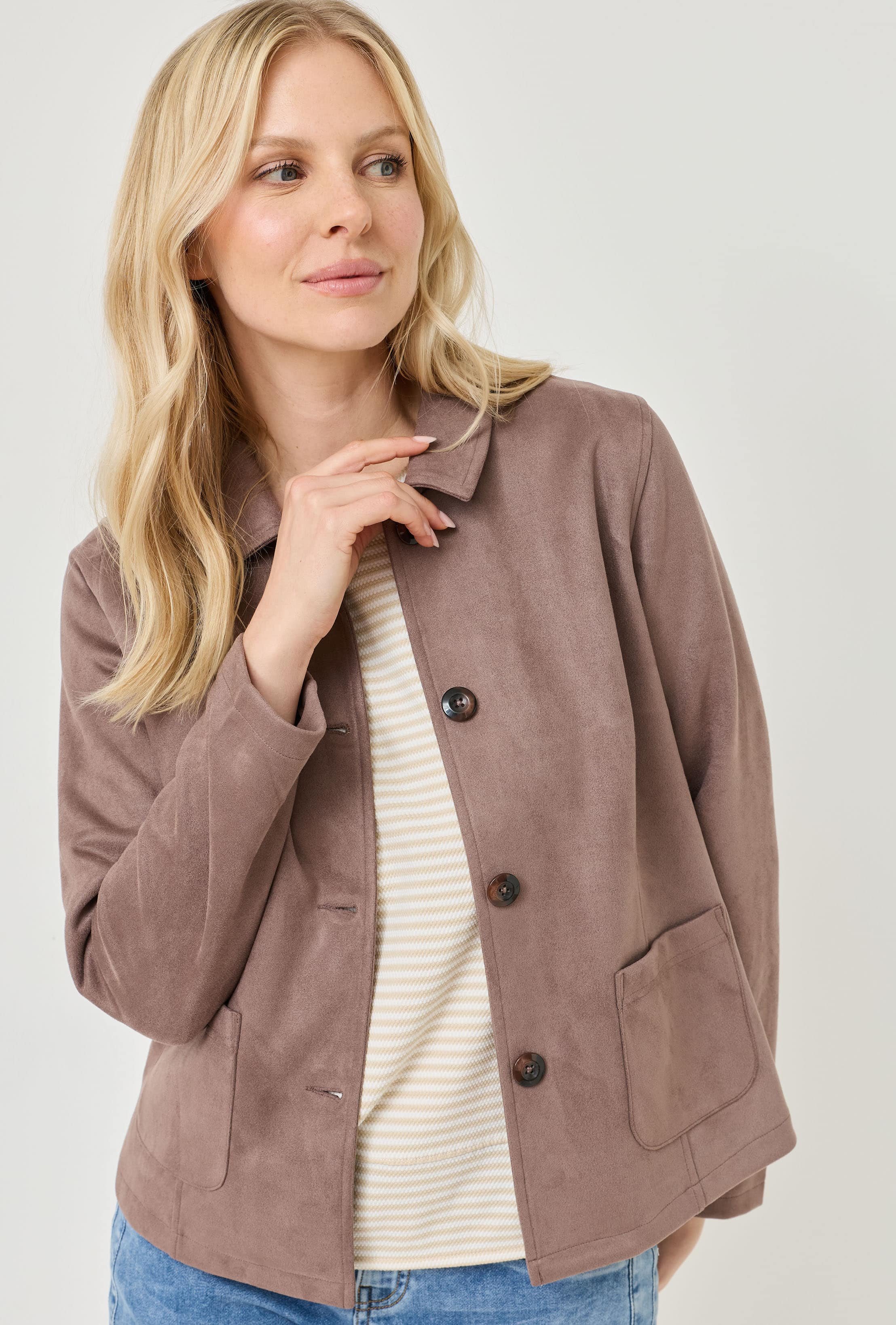 Modische Blazerjacke, Velours-Optik