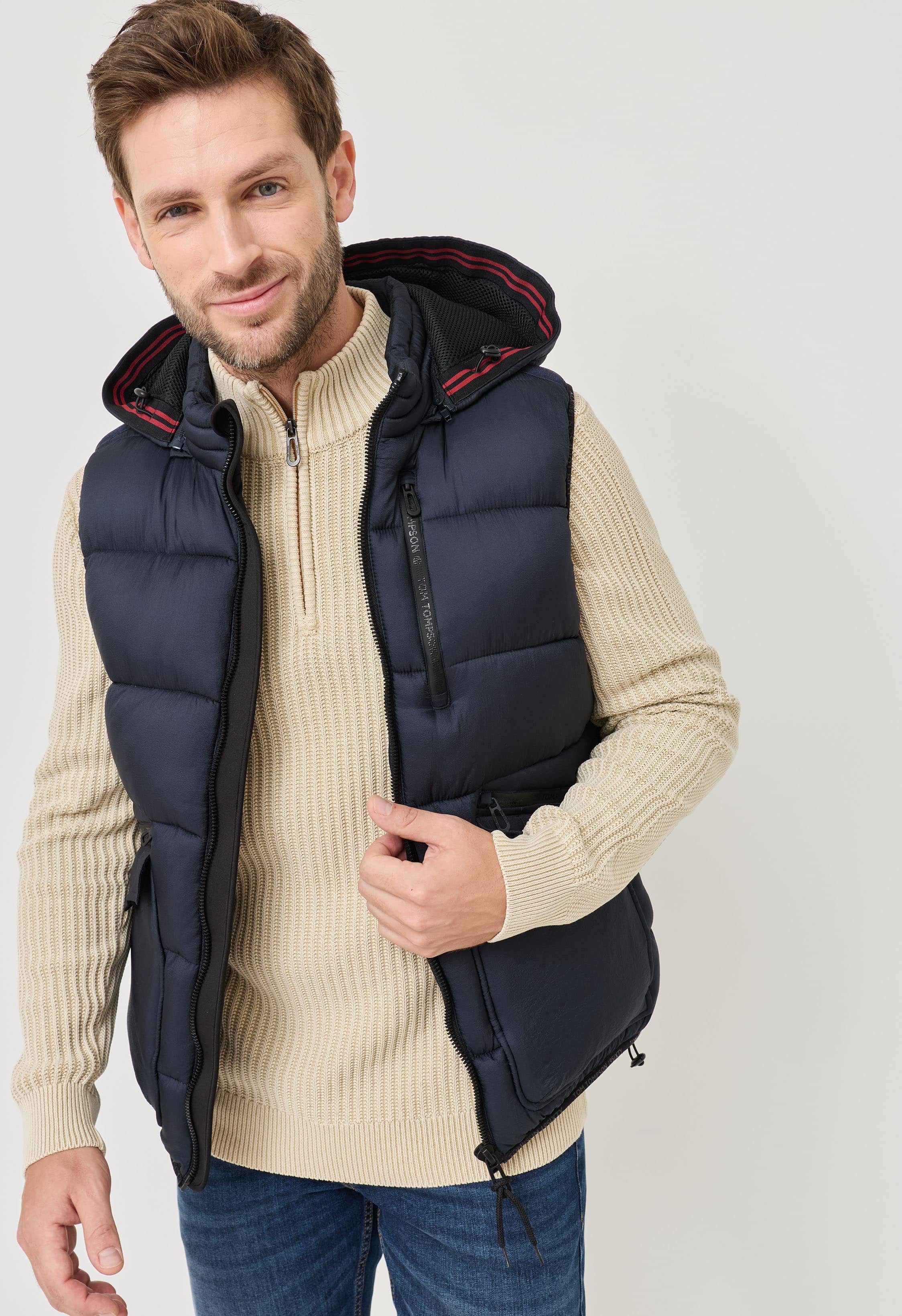 Steppweste mit abnehmbarer Kapuze