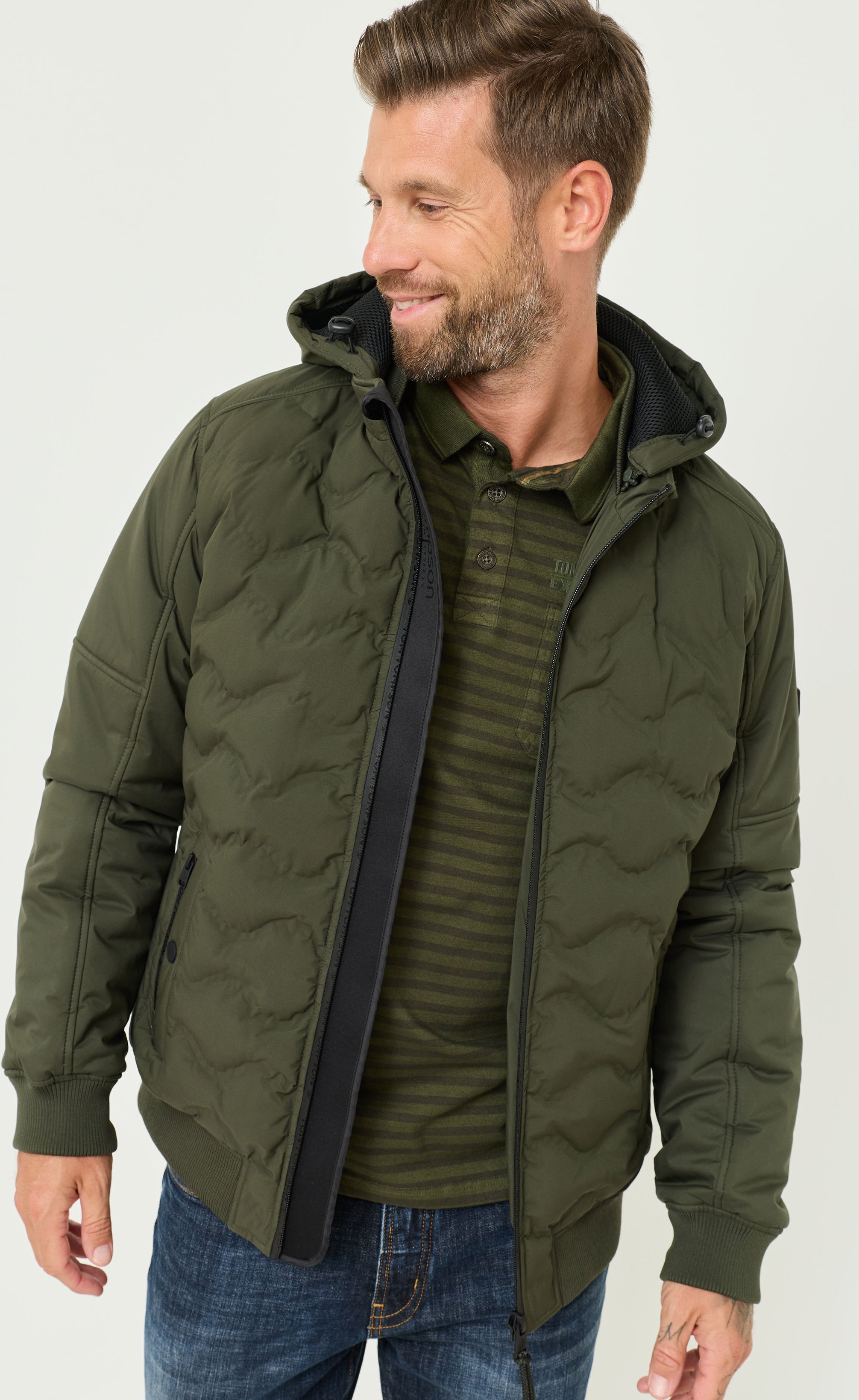 Stepp-Blouson, abnehmbare Kapuze