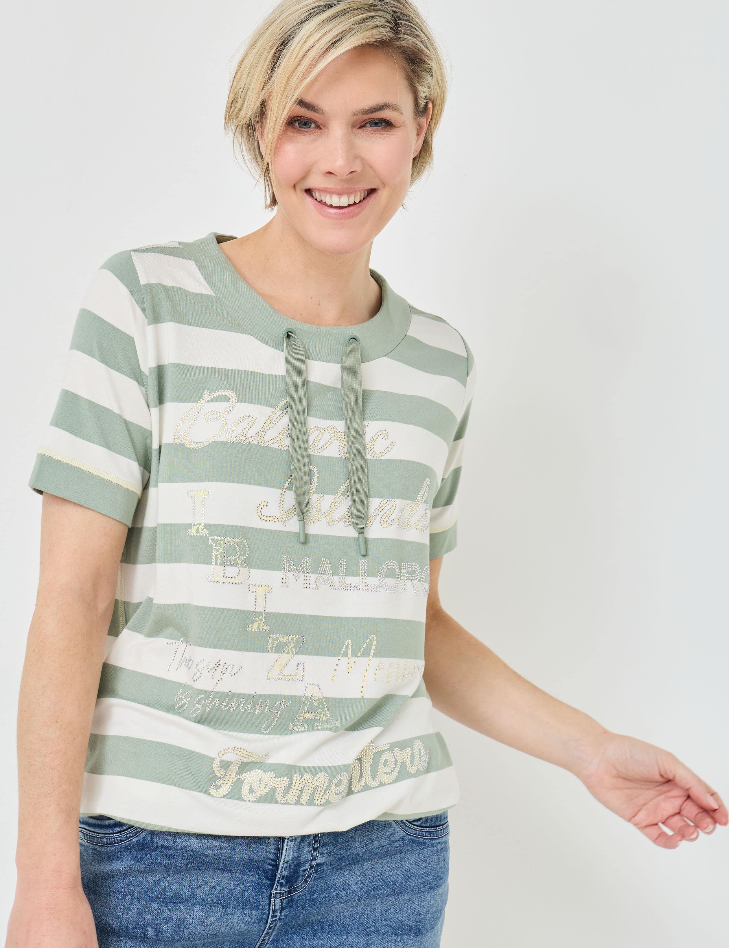 Gestreiftes Shirt, Elastik-Saum