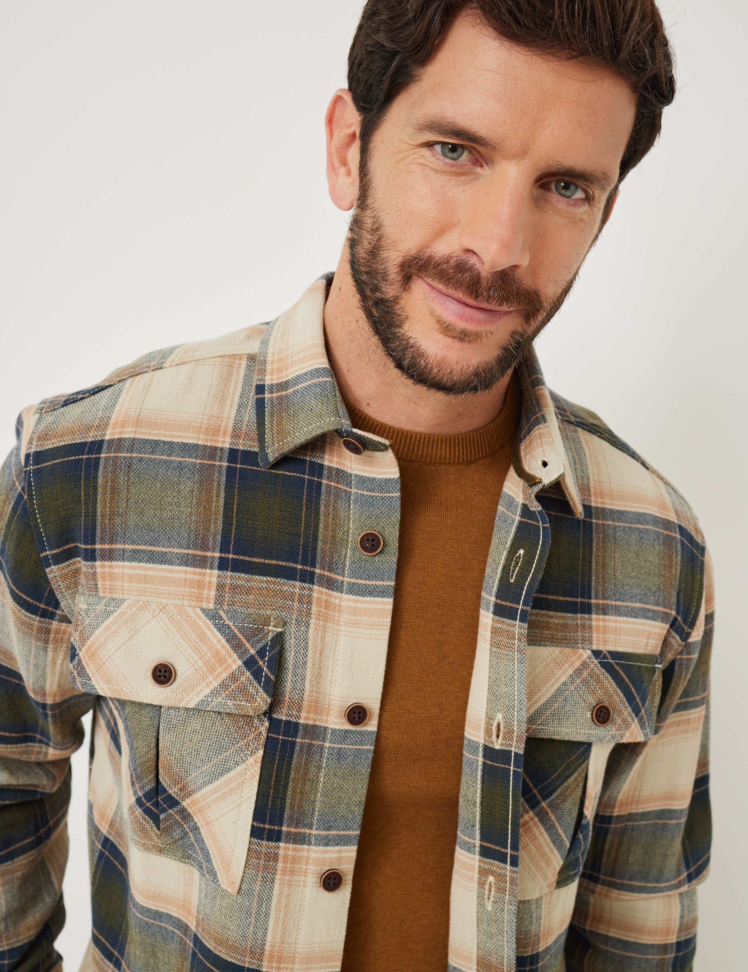 Robustes Karo Hemd mit Kentkragen