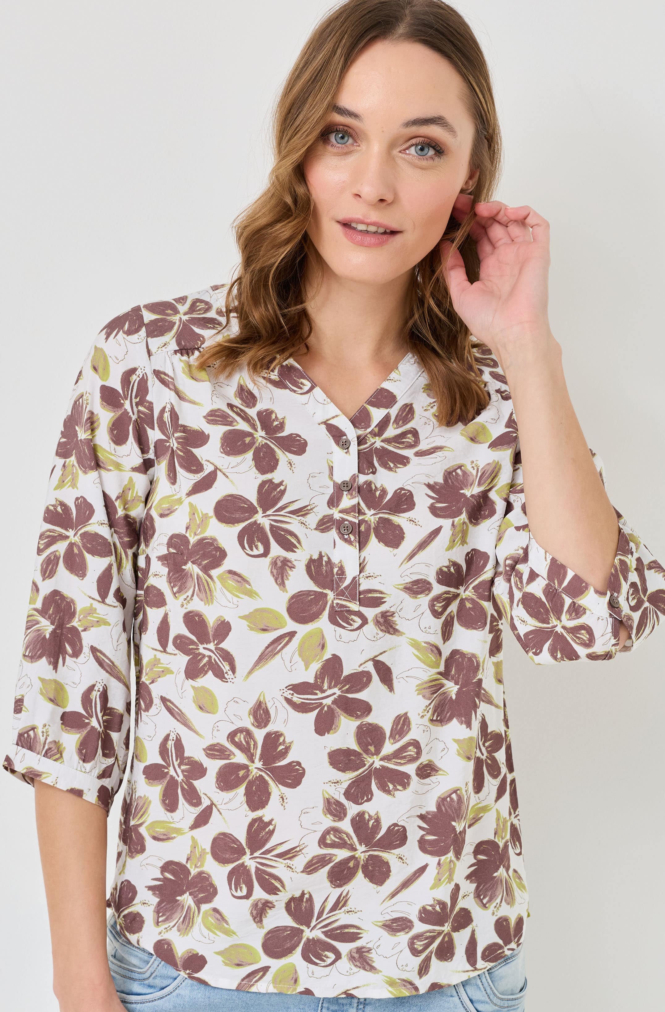 Schlupfbluse, floraler Alloverprint