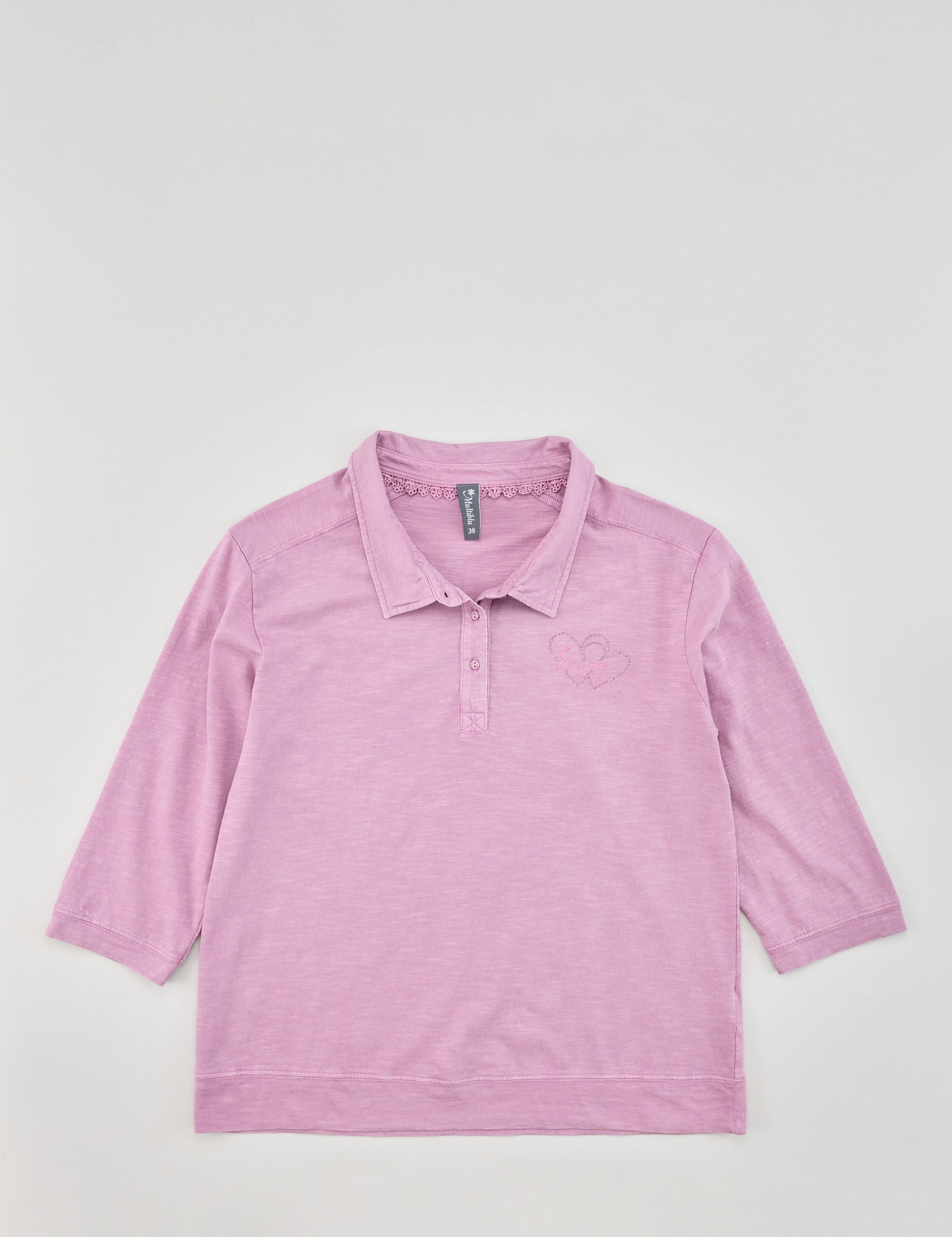 Leichtes Polo-Shirt m. Glitzer-Herz