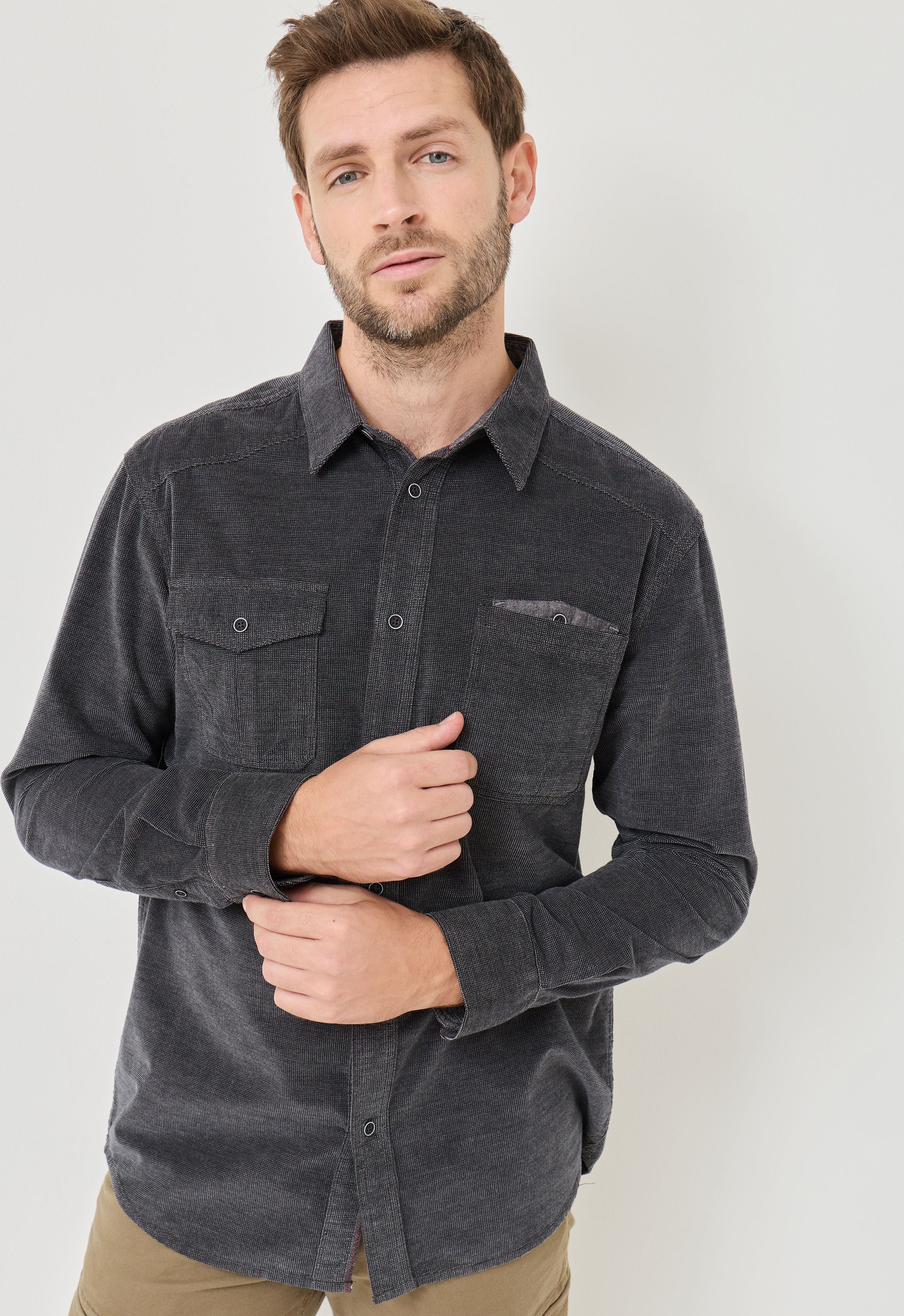 Cord-Hemd im Overshirt-Style