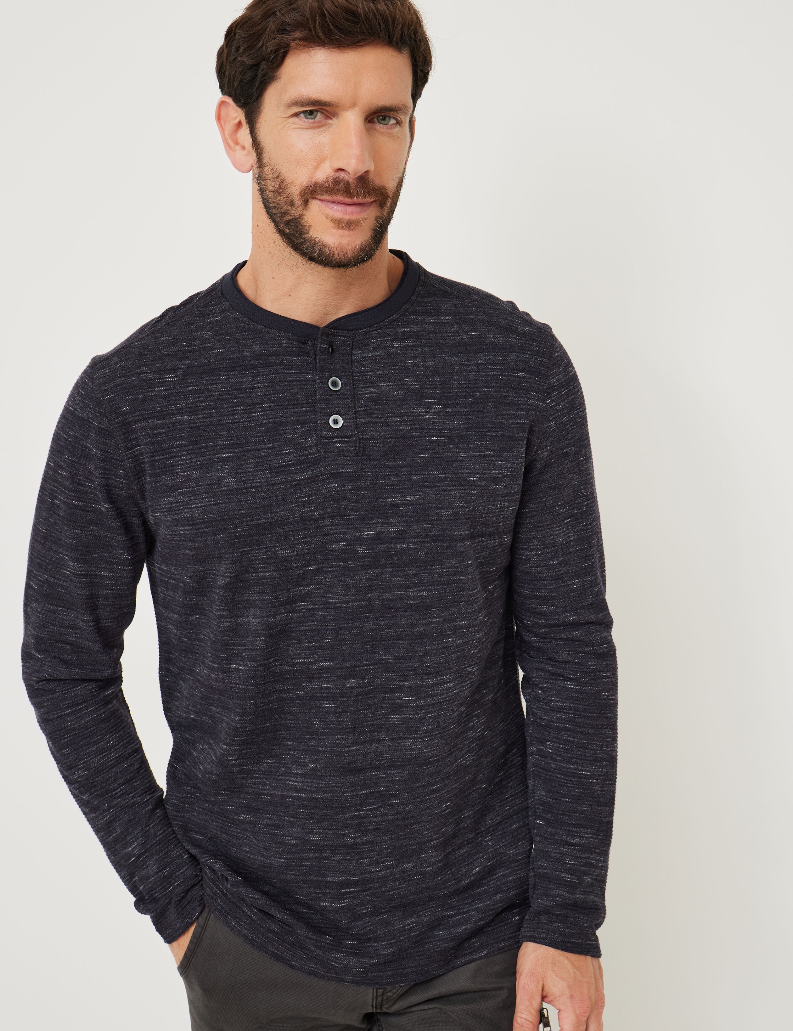 Henley Shirt mit Waffeloptik