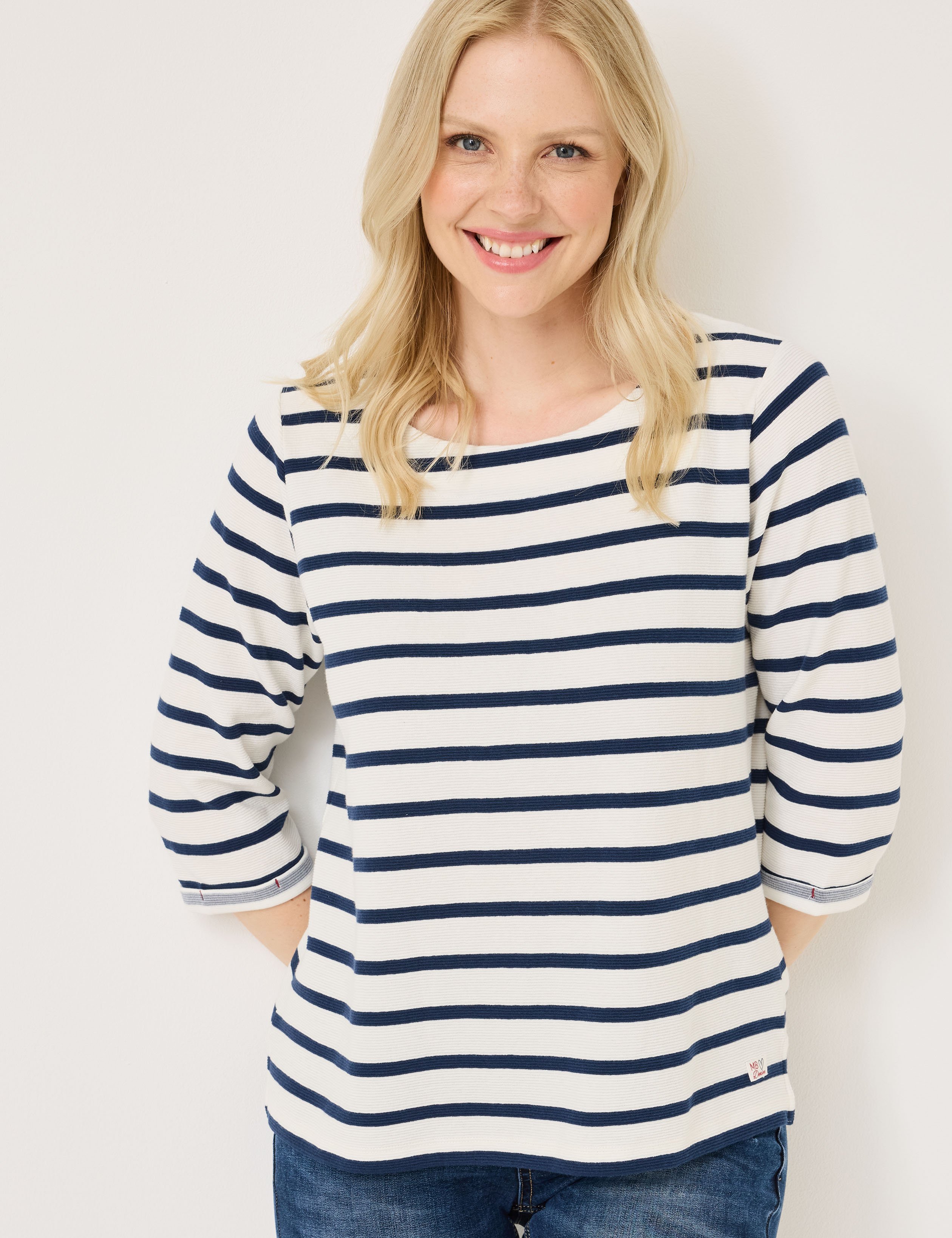 Struktur-Shirt mit Streifen