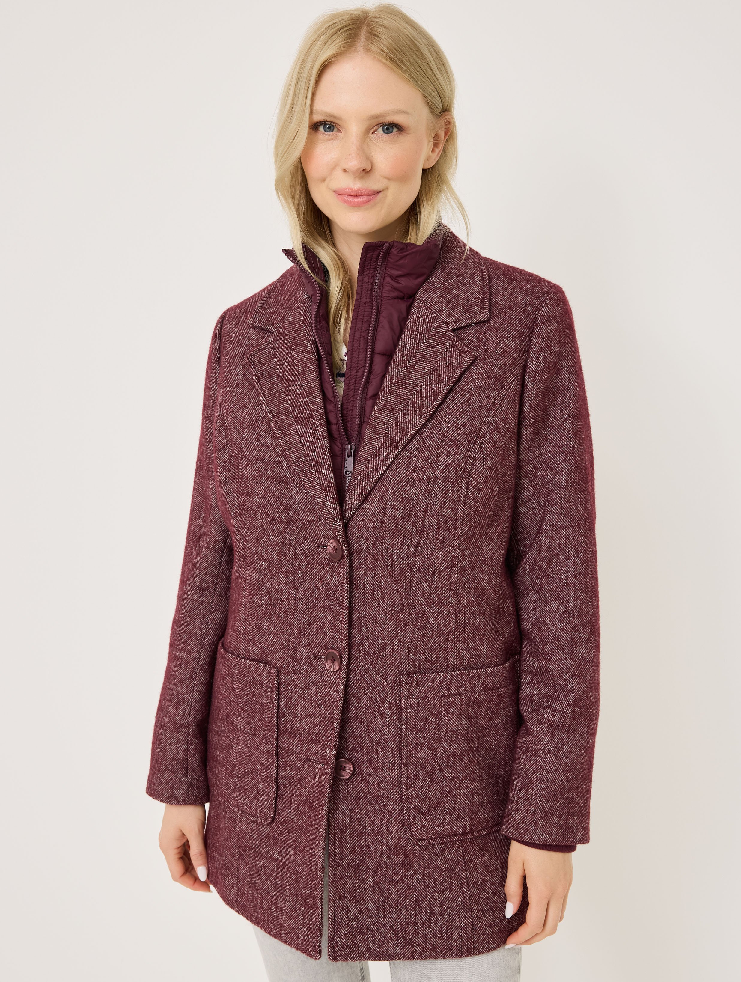 Mittellanger Mantel mit Einsatz