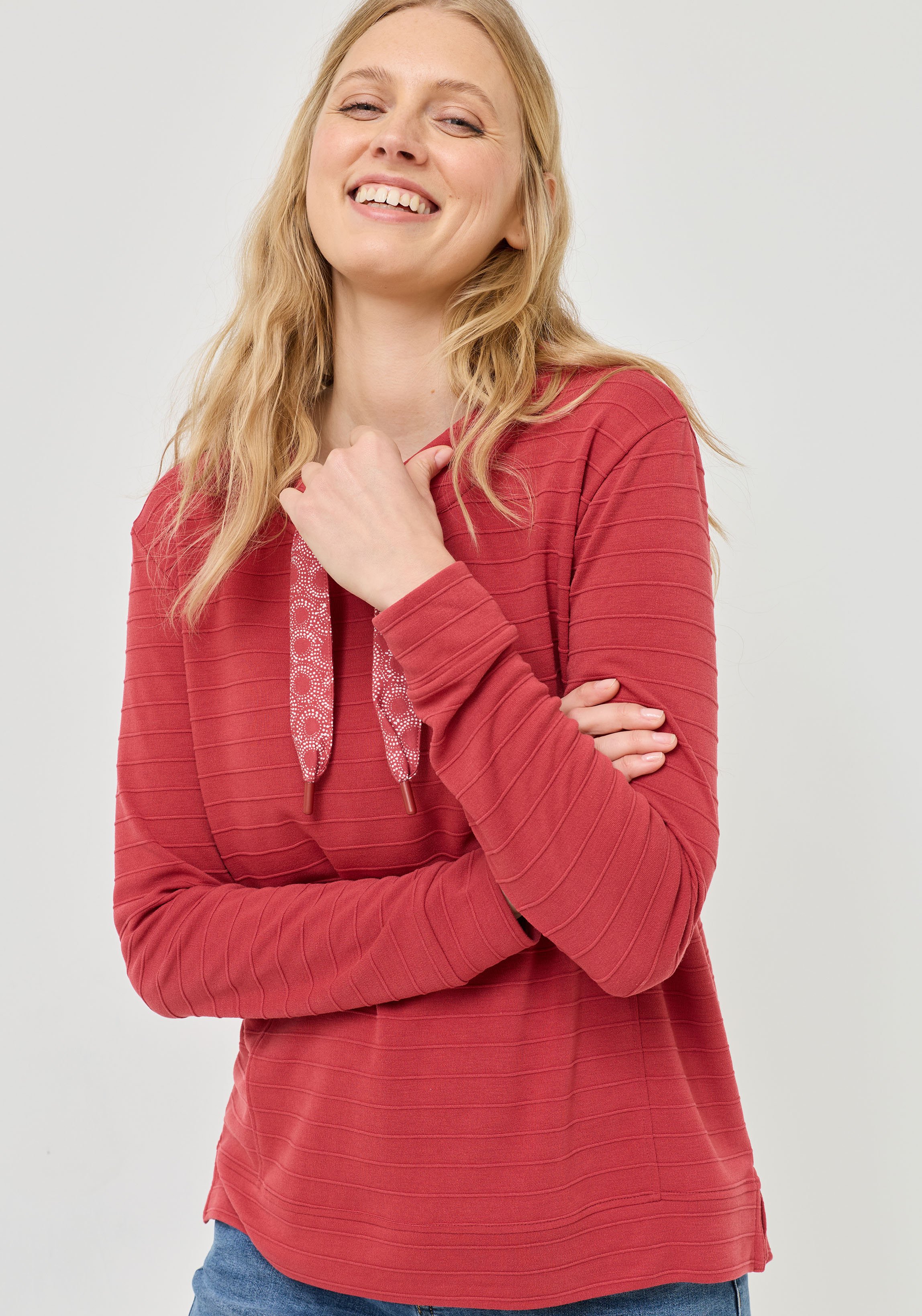 Langarmshirt mit Strukturstreifen