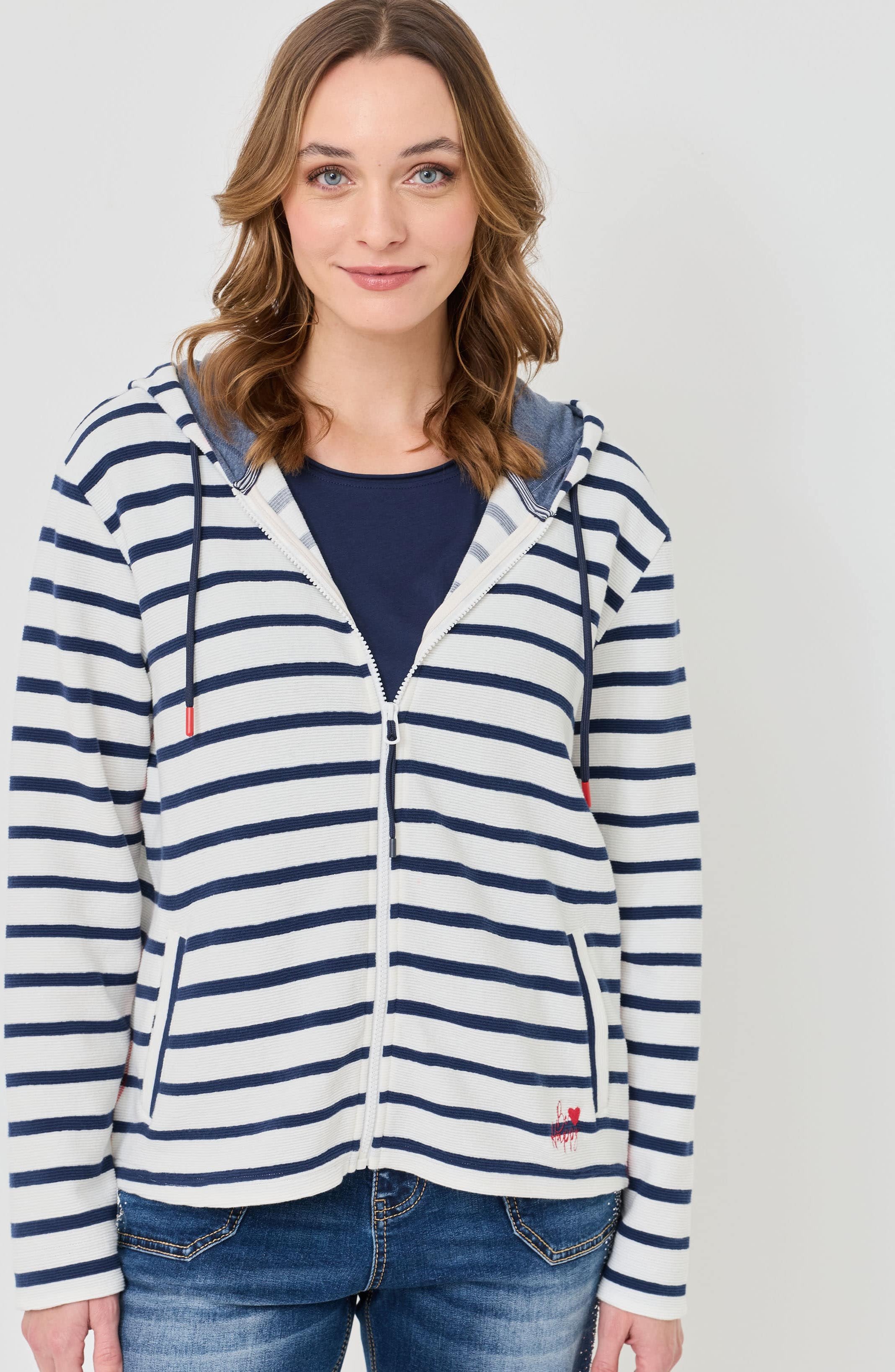 Kapuzen-Sweatjacke mit Streifen