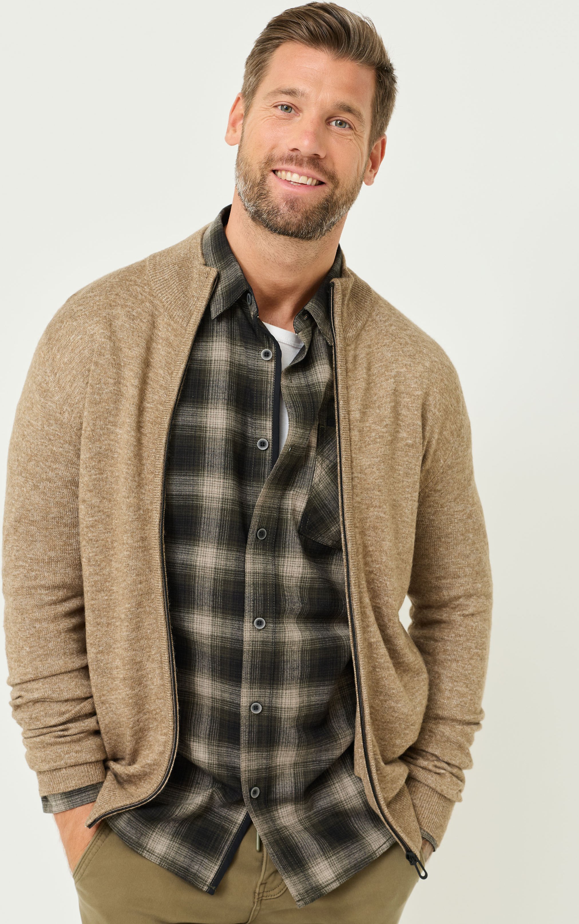 Basic Strick-Cardigan m. Stehkragen