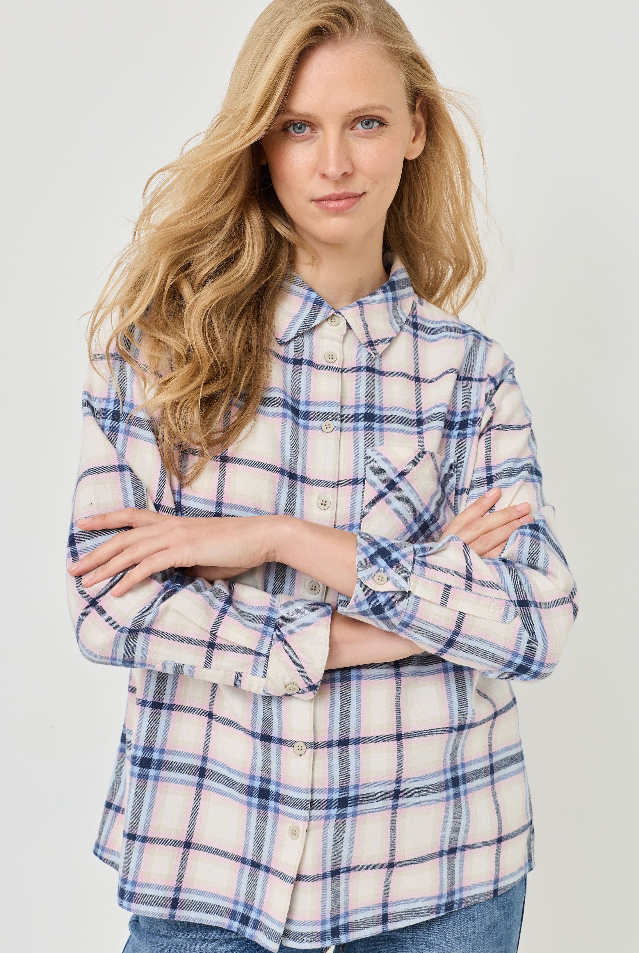 Taillierte Hemdbluse aus Flanell