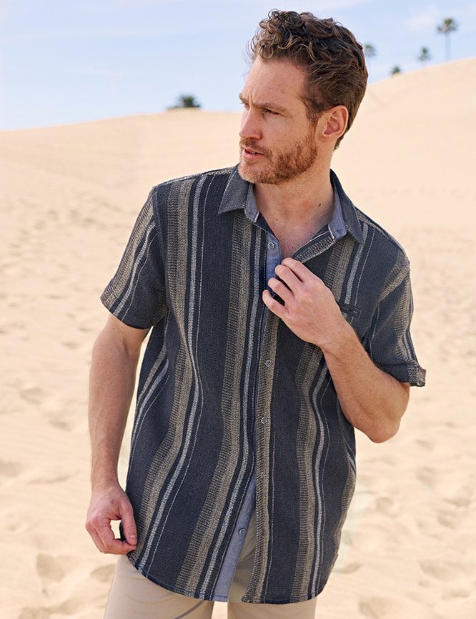 Streifenhemd mit grober Struktur