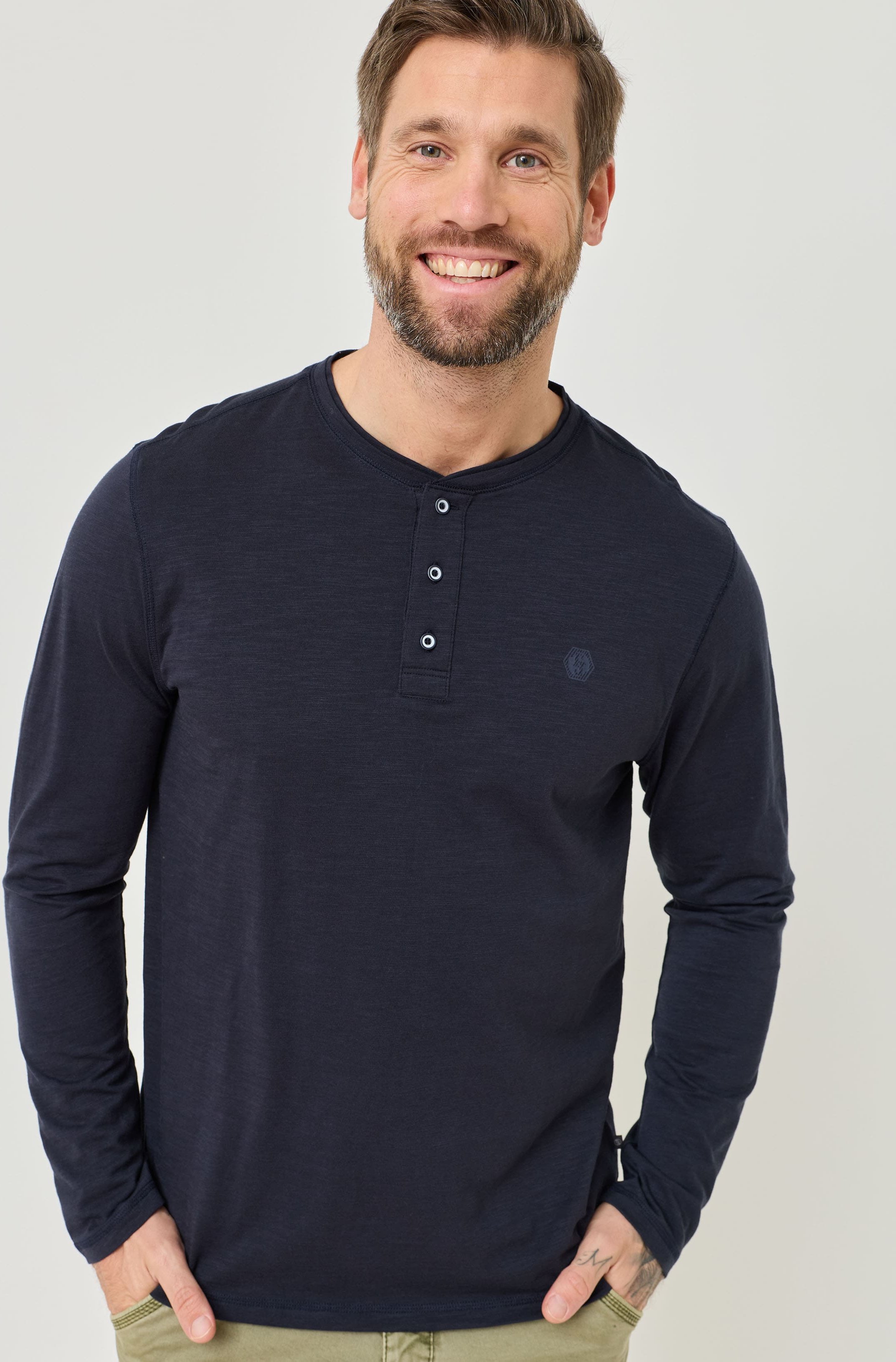 Henley Shirt, Flammgarn-Optik