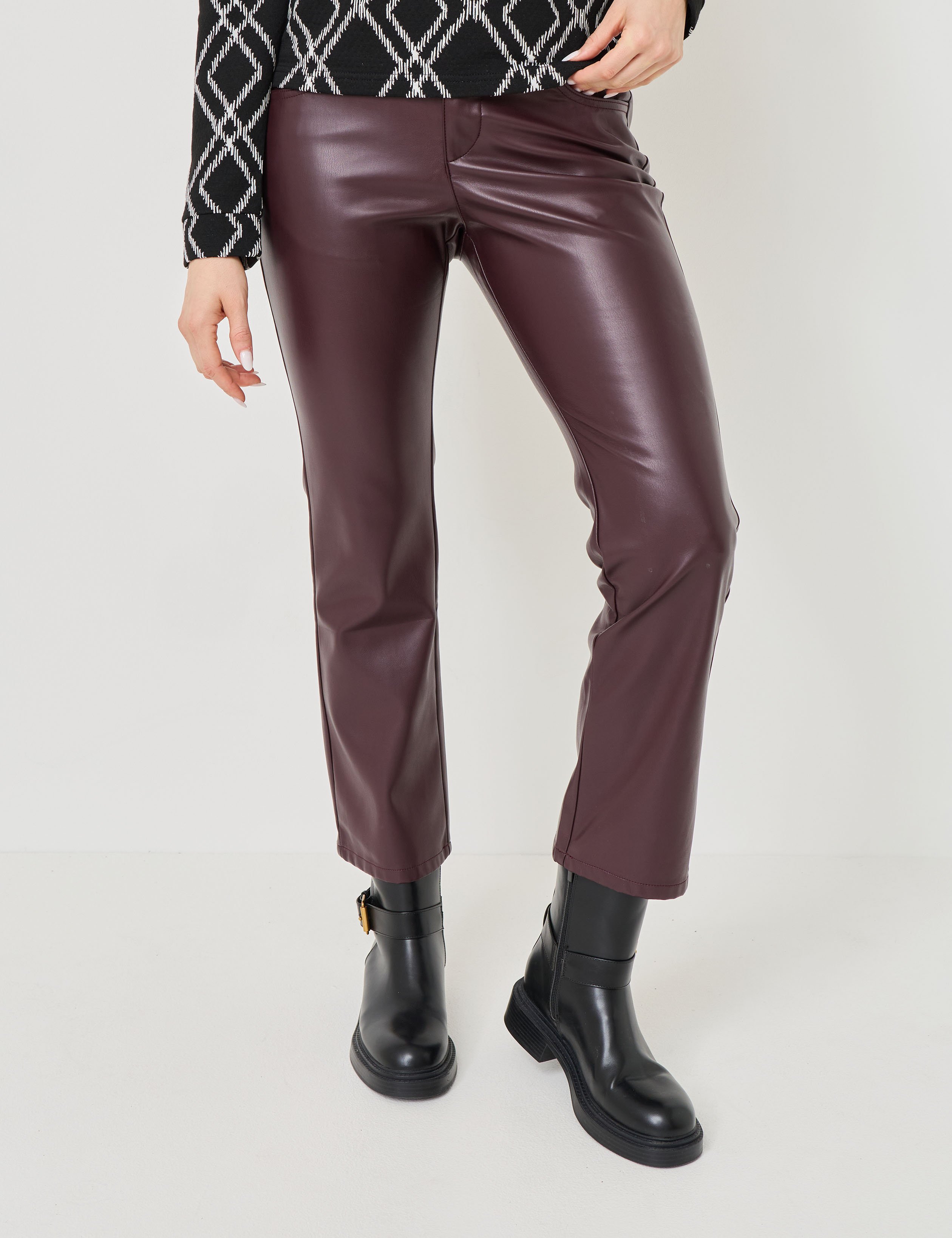 Straight Fit Hose, Leder-Look