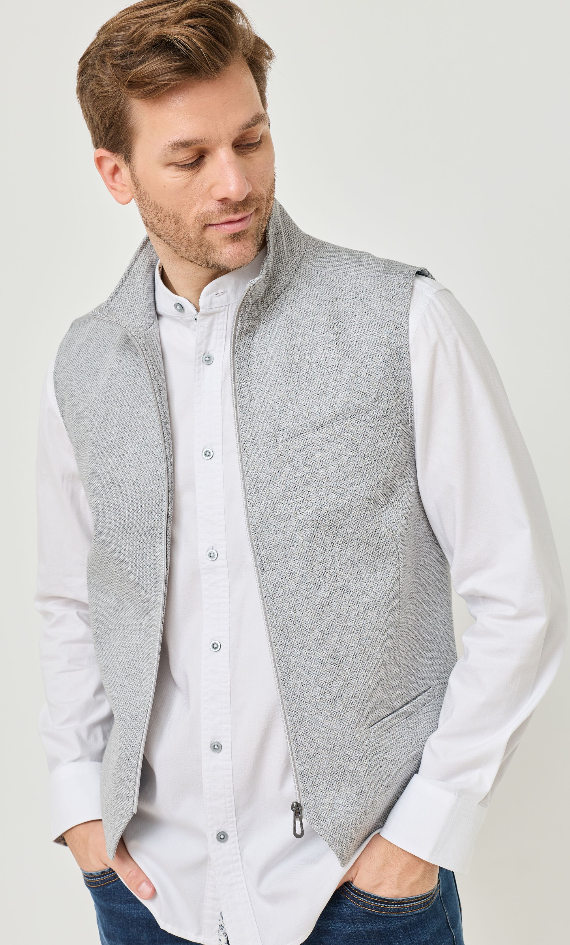 Jersey-Weste mit Zipper